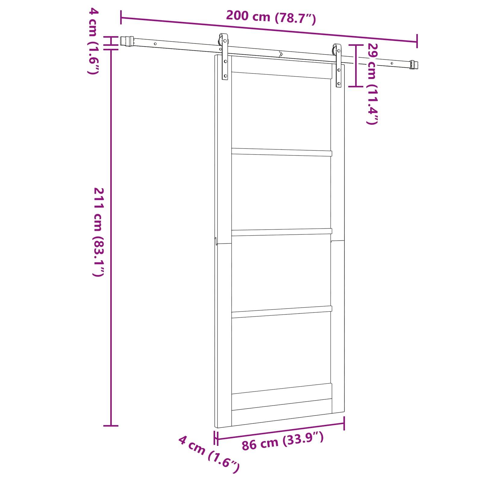 vidaXL Schiebetür Natürlich und Schwarz 86 x 211 cm