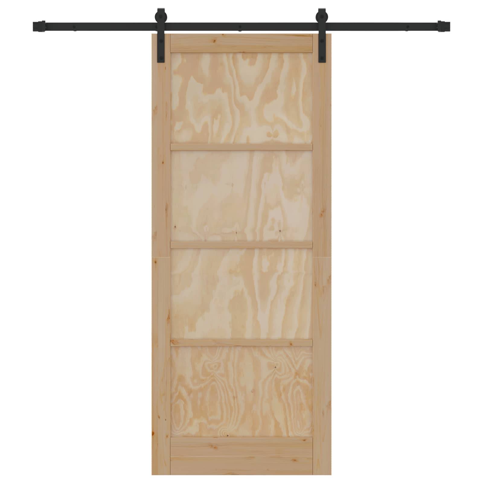 vidaXL Schiebetür Natürlich und Schwarz 86 x 211 cm