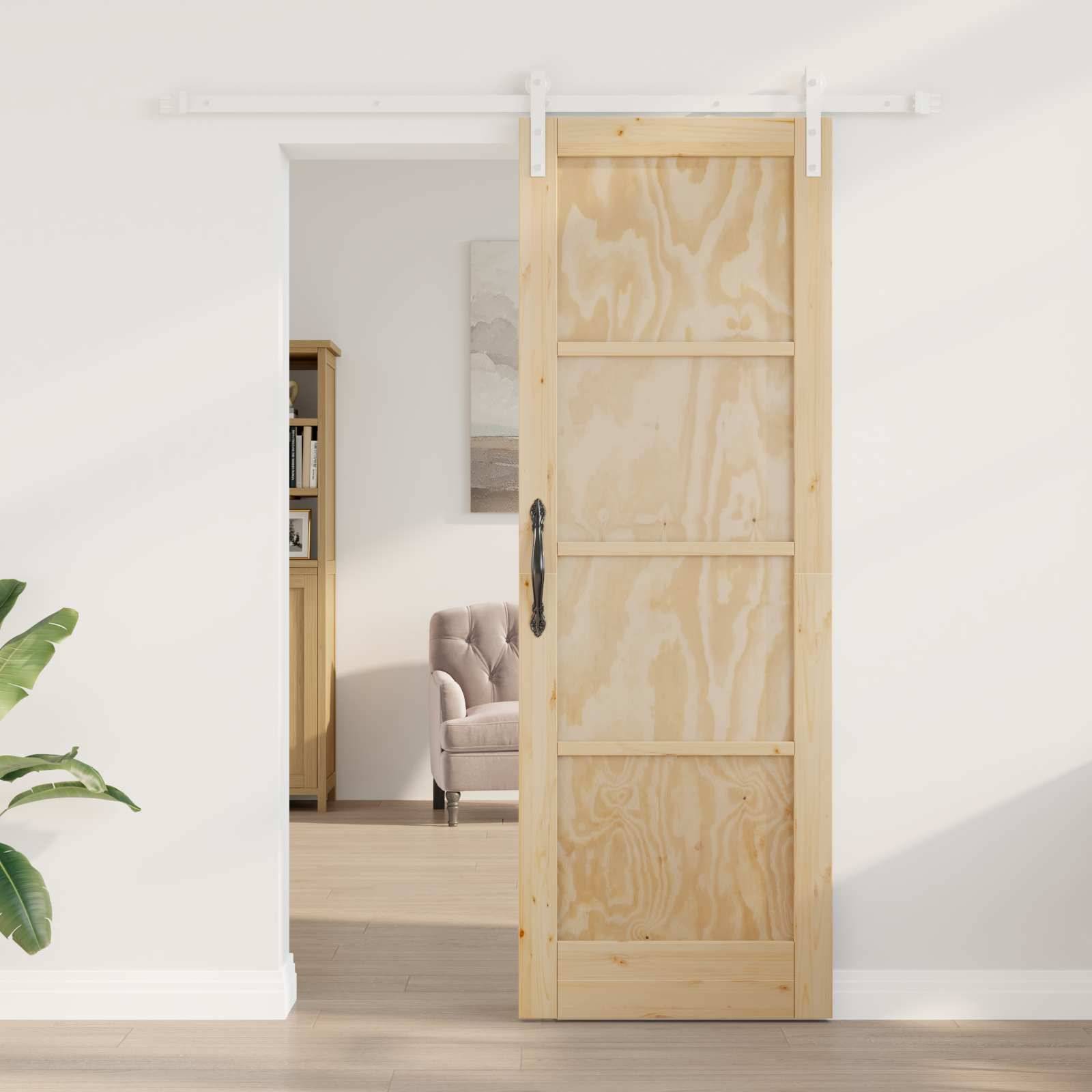 vidaXL Schiebetür Natürlich und Weiß 73,5 x 211 cm