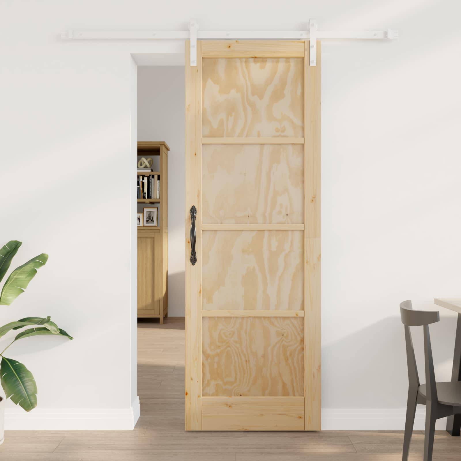 vidaXL Schiebetür Natürlich und Weiß 73,5 x 211 cm