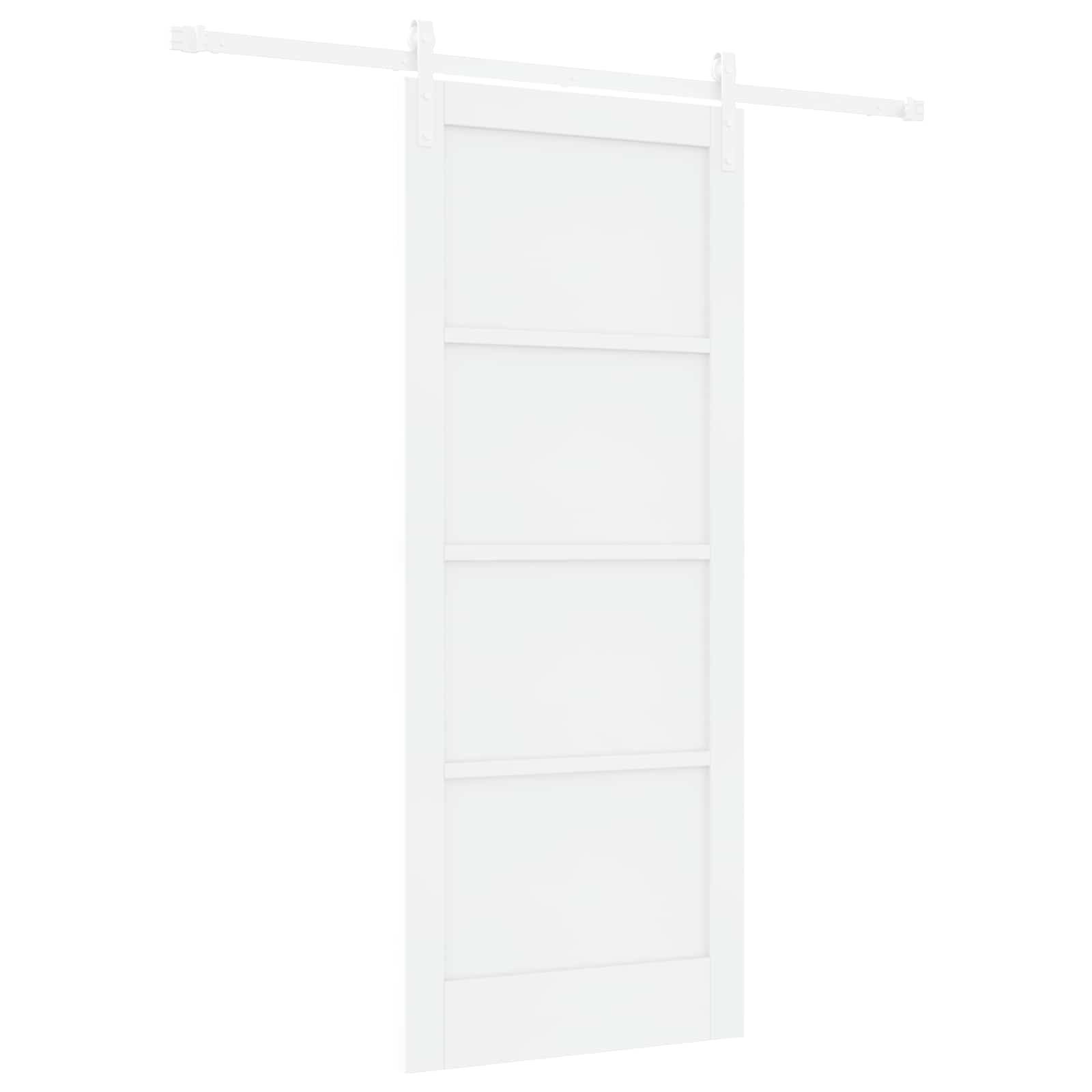 vidaXL Schiebetür Weiß 83 x 202 cm Massives Kiefernholz