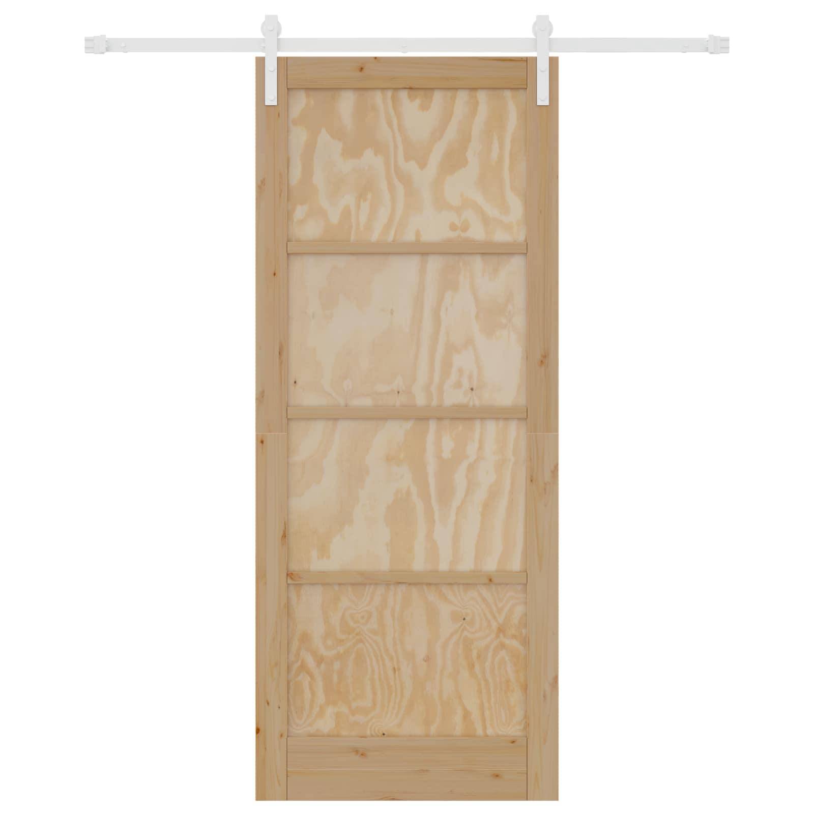 vidaXL Schiebetür Natürlich und Weiß 86 x 211 cm Massives Kiefernholz