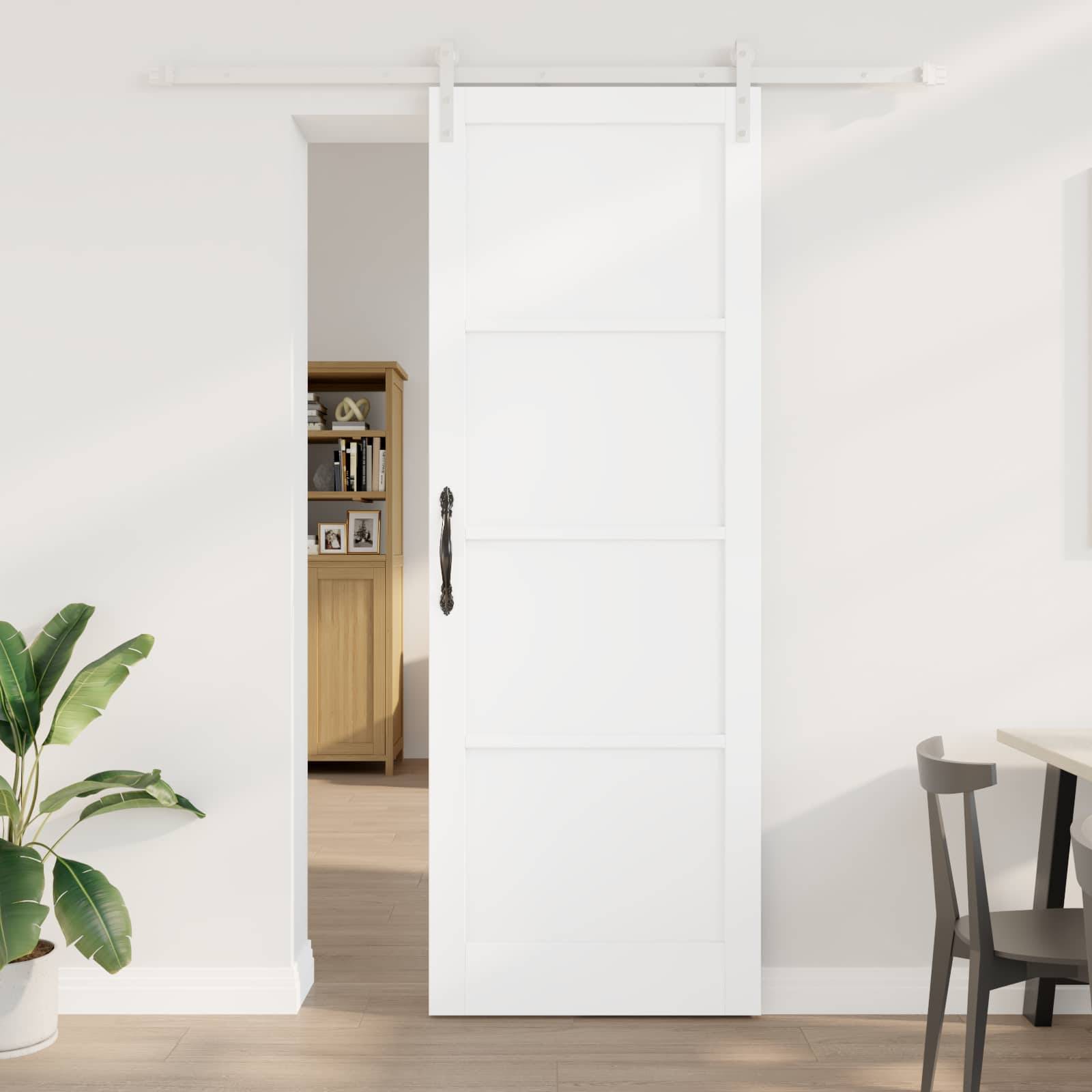 vidaXL Schiebetür Weiß 83 x 232 cm Massives Kiefernholz