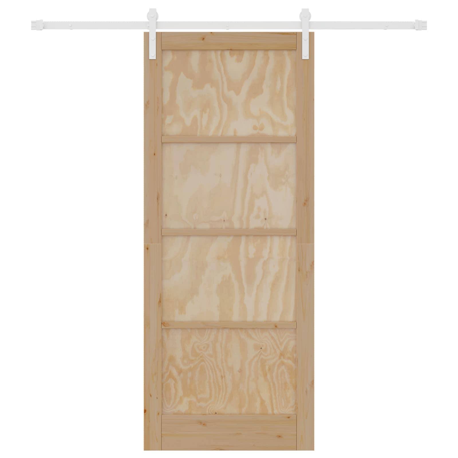 vidaXL Schiebetür Natürlich und Weiß 86 x 211 cm Massives Kiefernholz