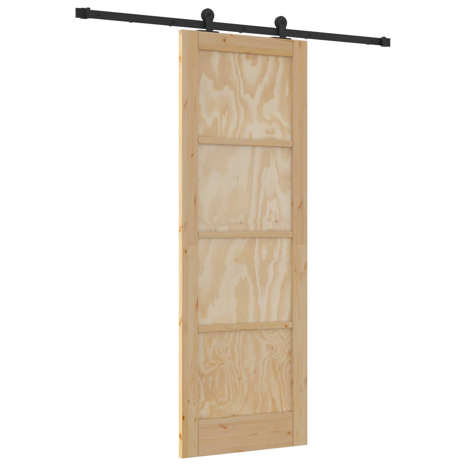 vidaXL Schiebetür Natürlich und Schwarz 73,5 x 211 cm