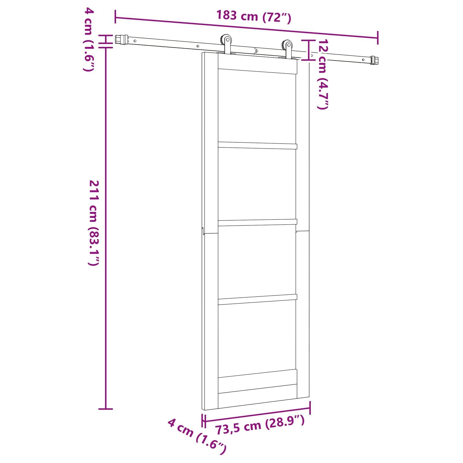vidaXL Schiebetür Natürlich und Schwarz 73,5 x 211 cm