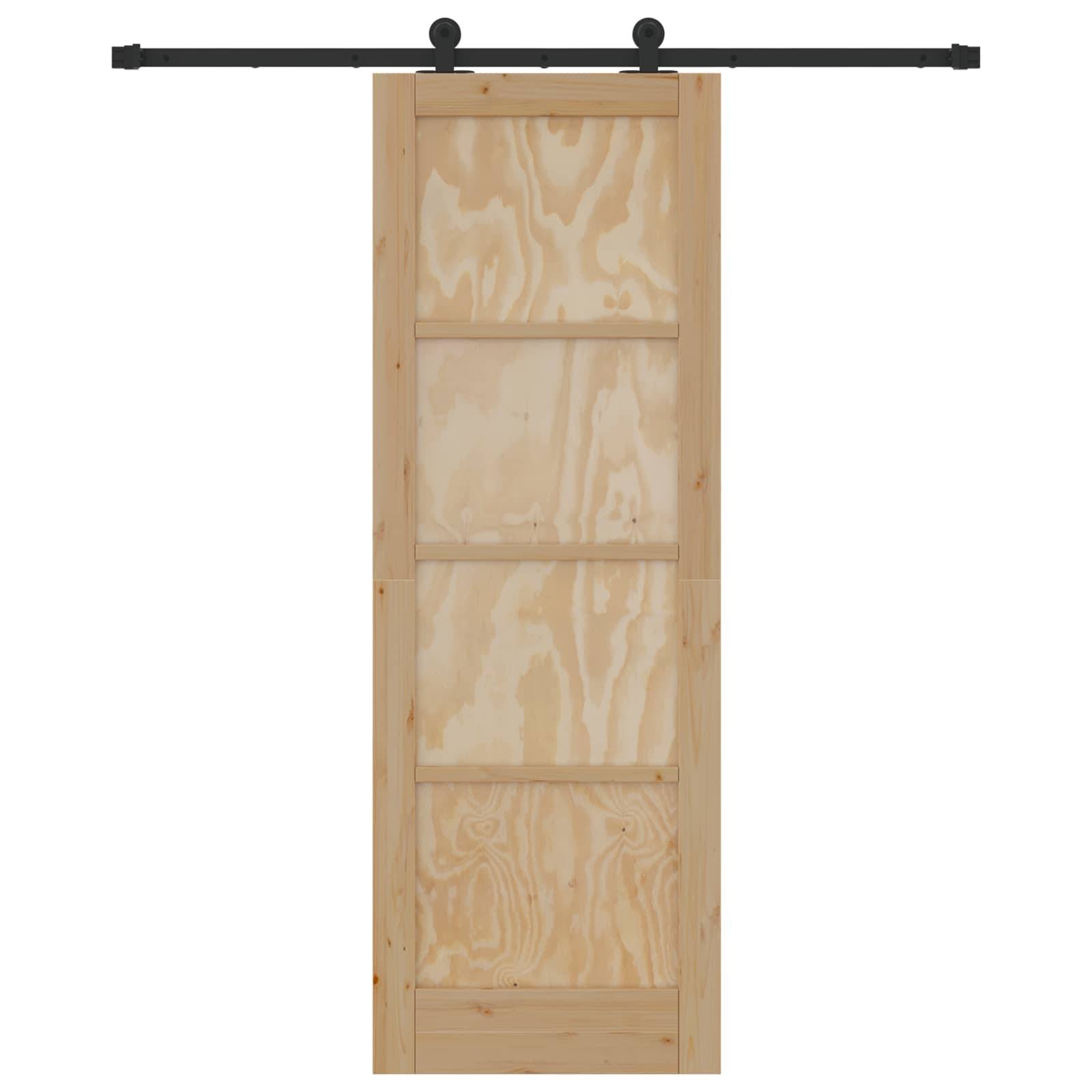 vidaXL Schiebetür Natürlich und Schwarz 73,5 x 211 cm
