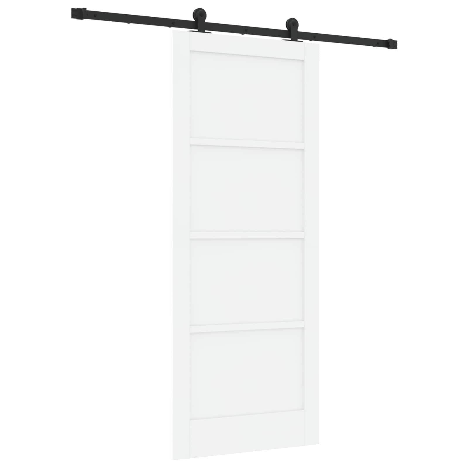 vidaXL Schiebetür Weiß und Schwarz 83 x 202 cm Massives Kiefernholz