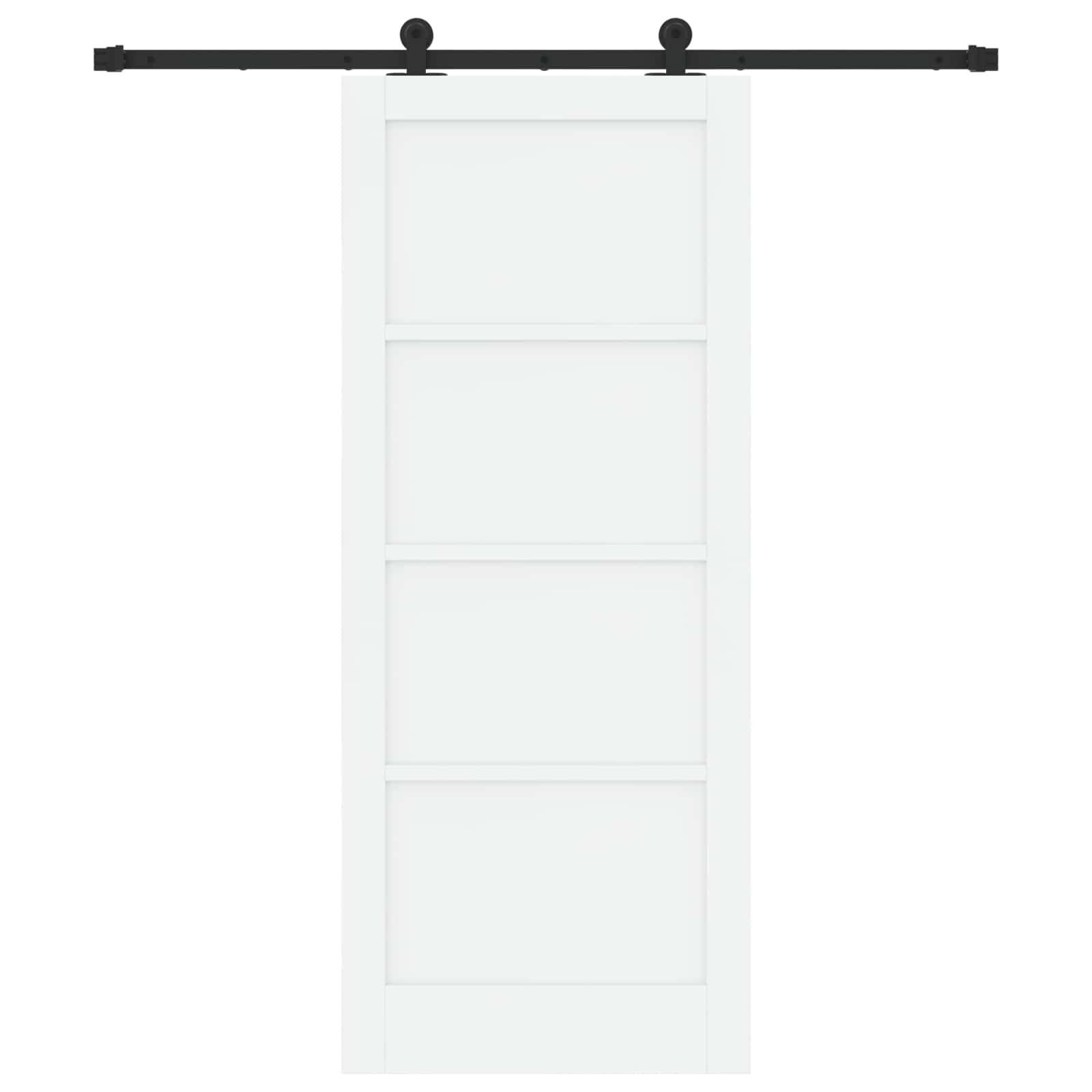 vidaXL Schiebetür Weiß und Schwarz 83 x 202 cm Massives Kiefernholz
