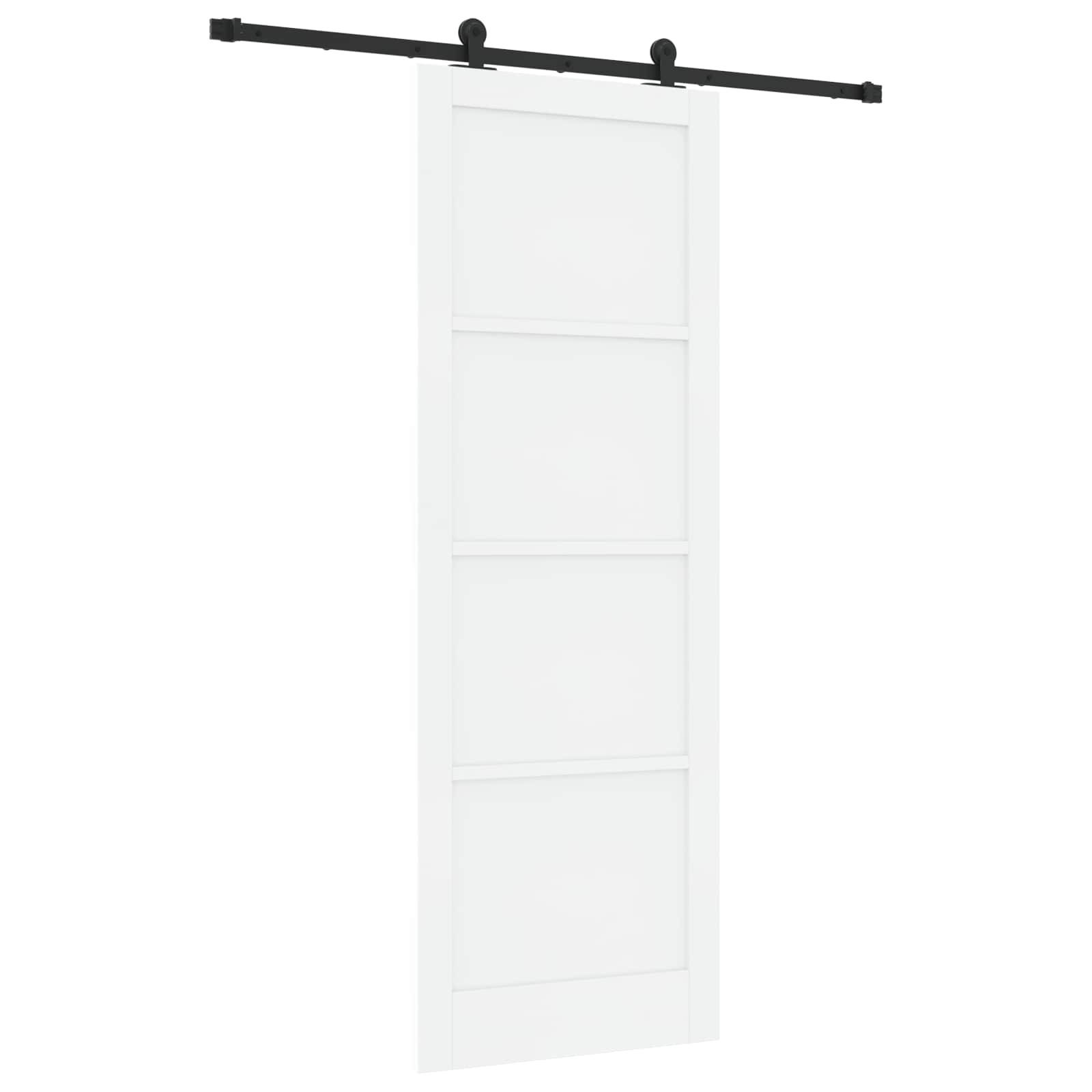 vidaXL Schiebetür Weiß und Schwarz 83 x 232 cm Massives Kiefernholz