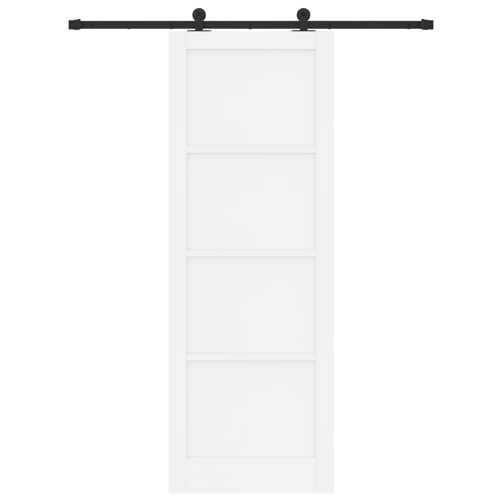 vidaXL Schiebetür Weiß und Schwarz 83 x 232 cm Massives Kiefernholz