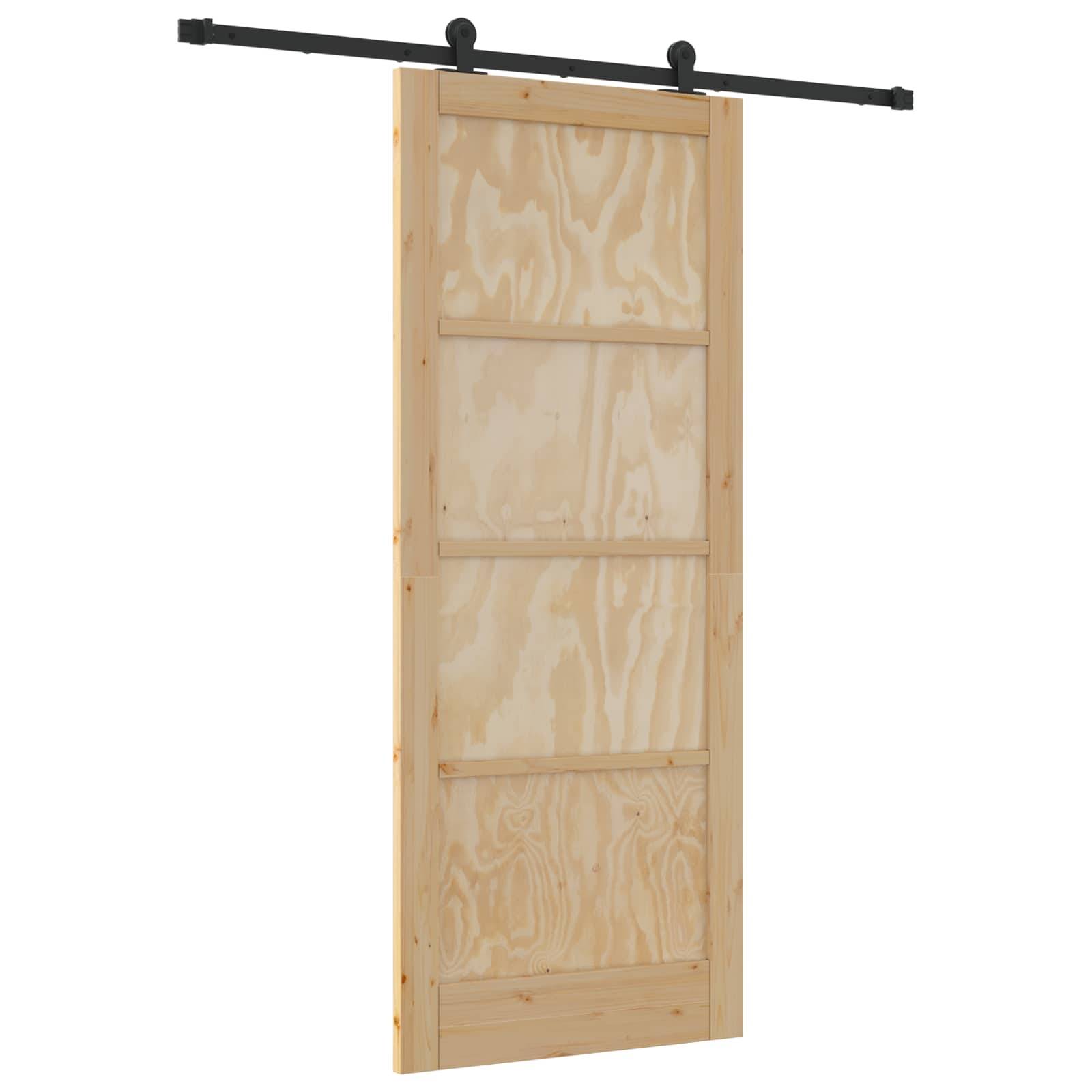vidaXL Schiebetür Natürlich und Schwarz 86 x 211 cm