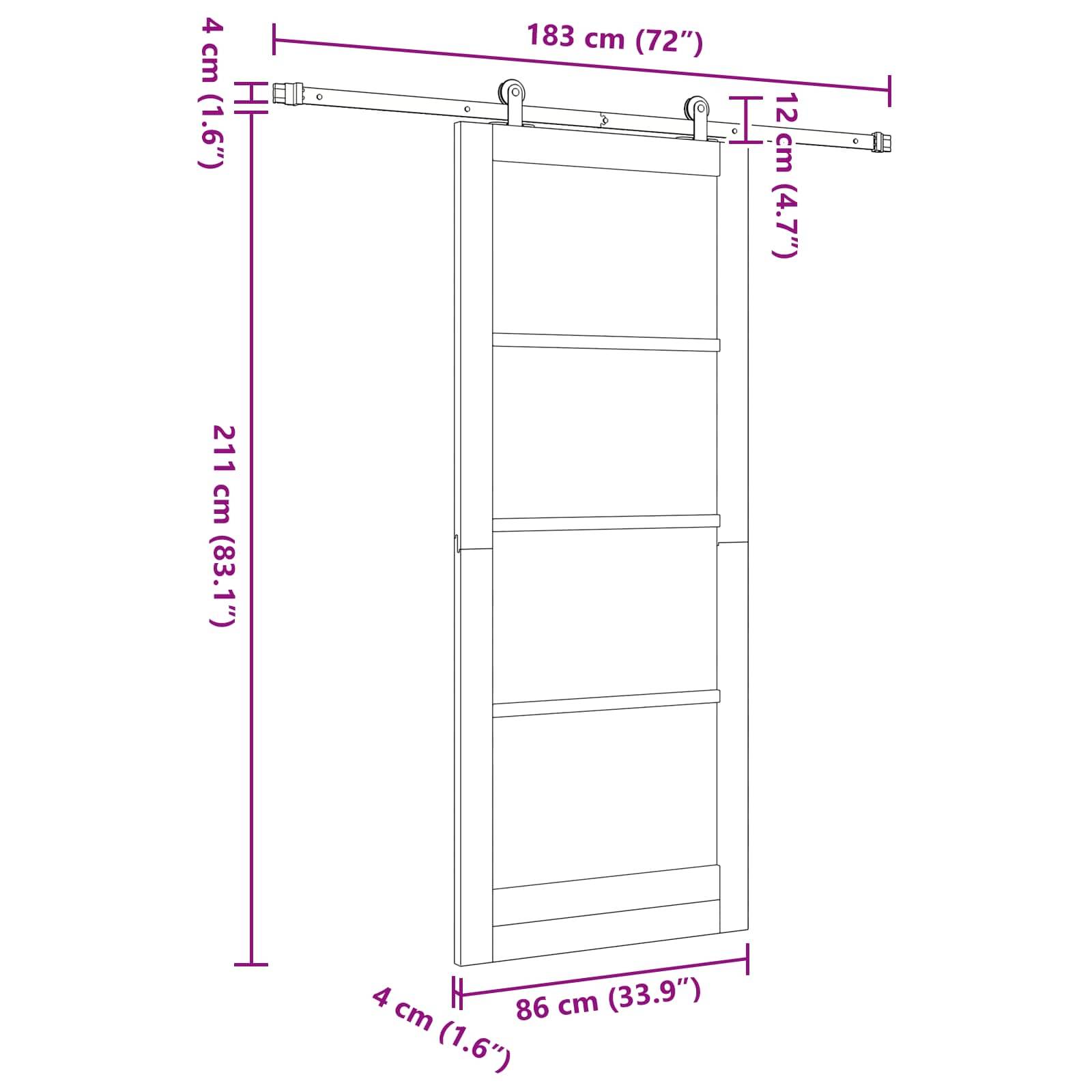 vidaXL Schiebetür Natürlich und Schwarz 86 x 211 cm