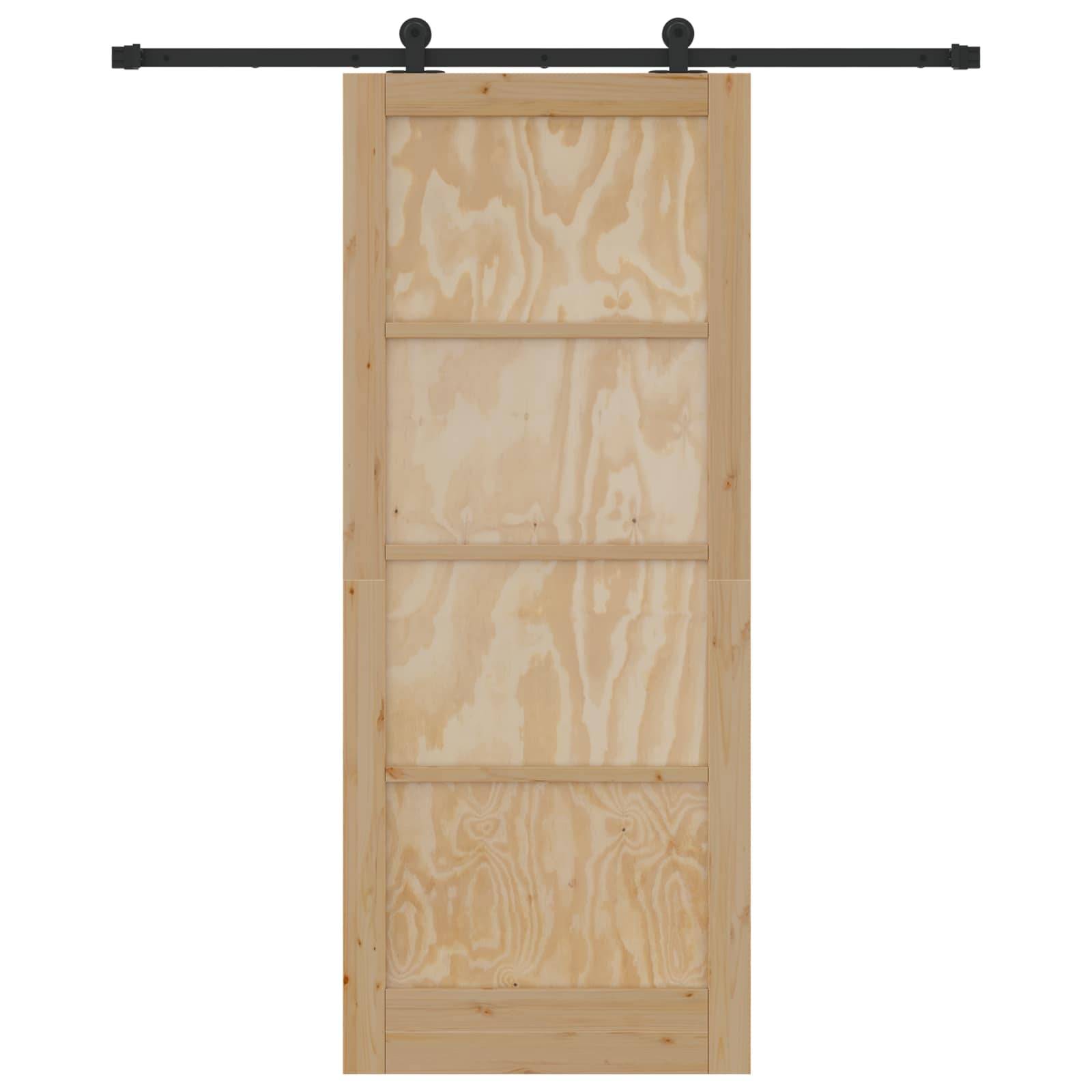vidaXL Schiebetür Natürlich und Schwarz 86 x 211 cm