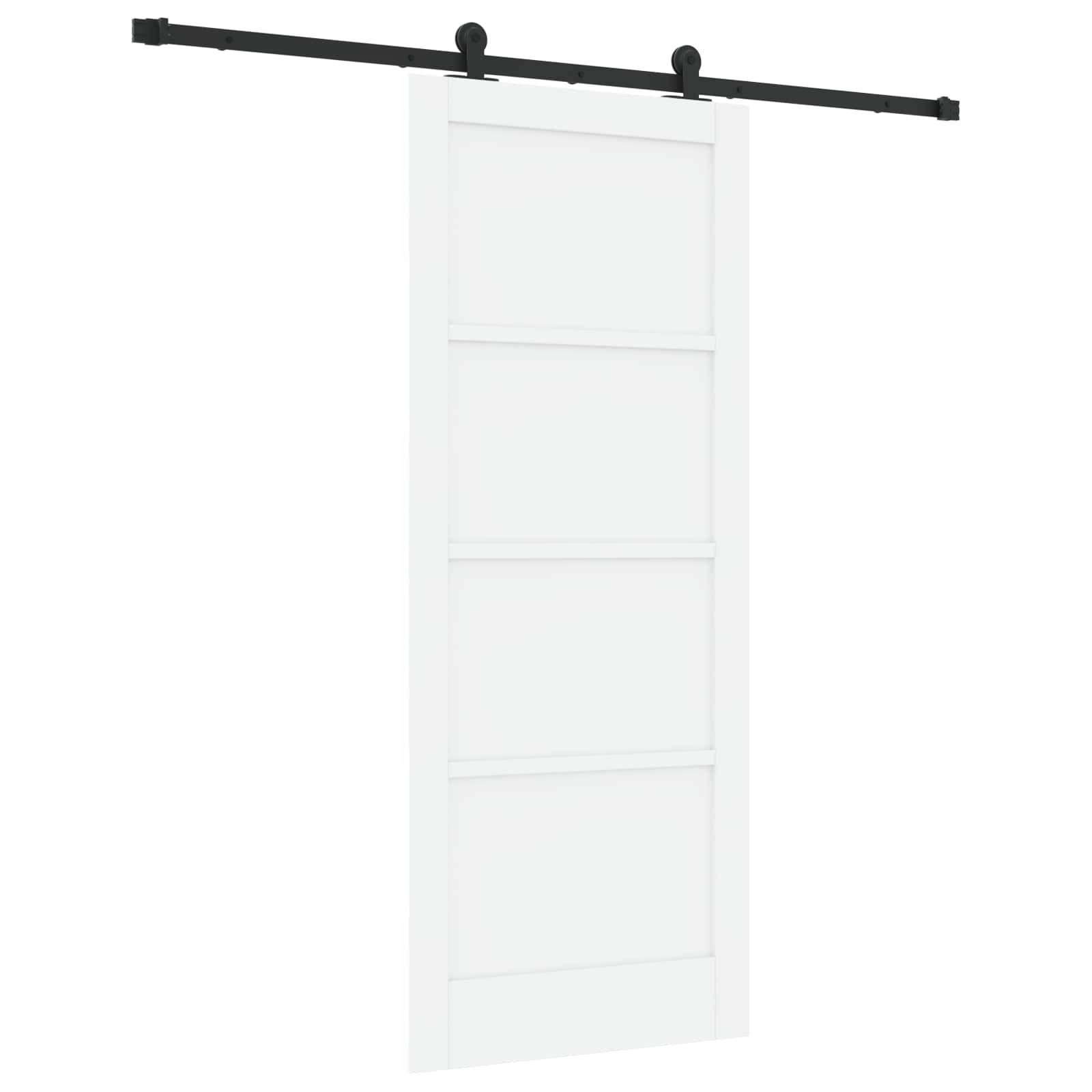 vidaXL Schiebetür Weiß und Schwarz 83 x 202 cm Massives Kiefernholz