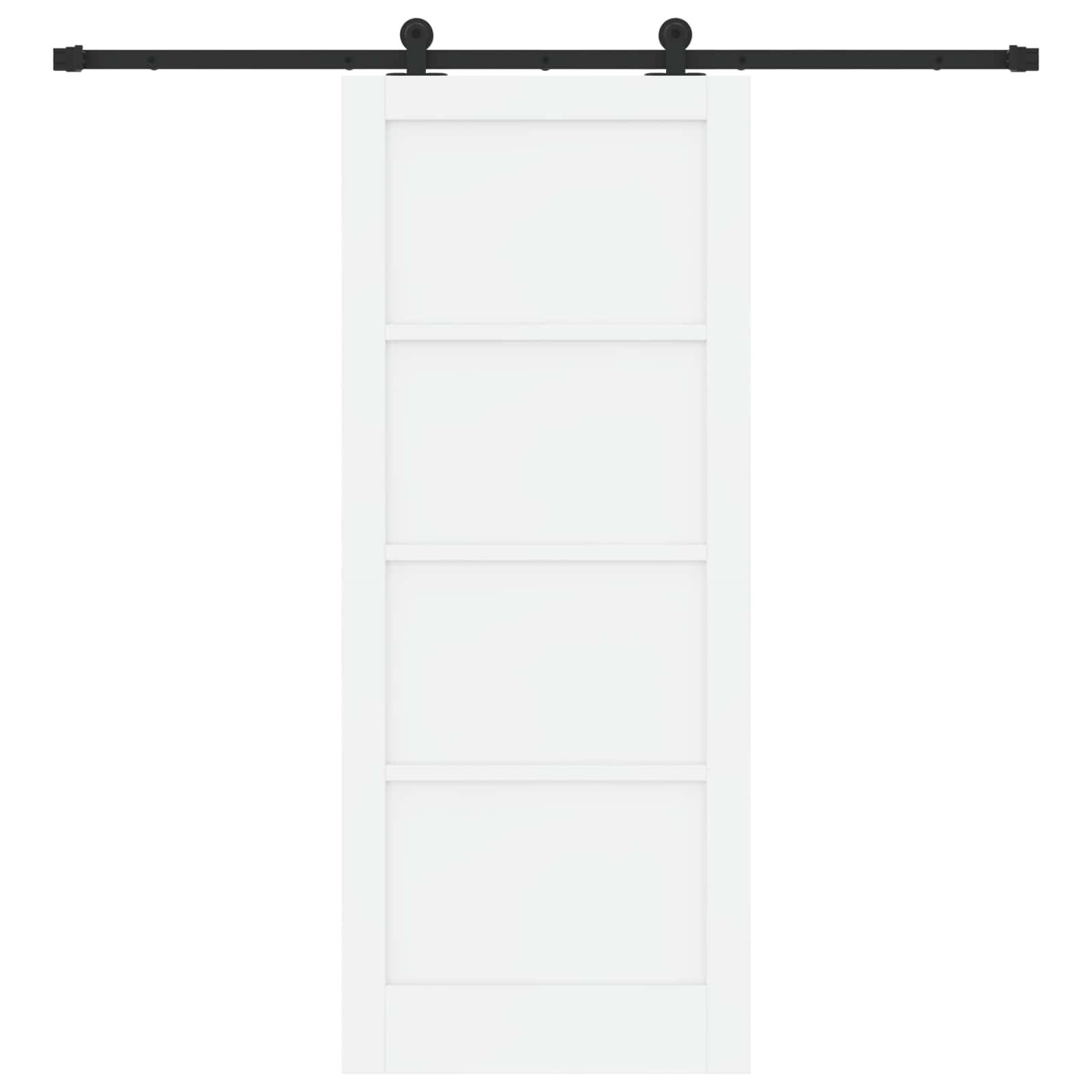 vidaXL Schiebetür Weiß und Schwarz 83 x 202 cm Massives Kiefernholz