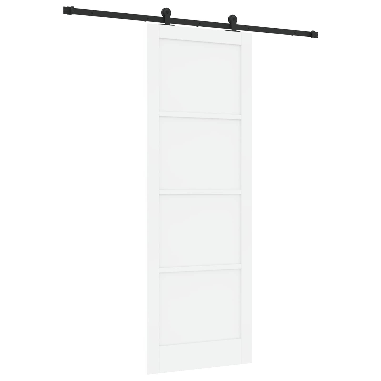 vidaXL Schiebetür Weiß und Schwarz 83 x 232 cm Massives Kiefernholz