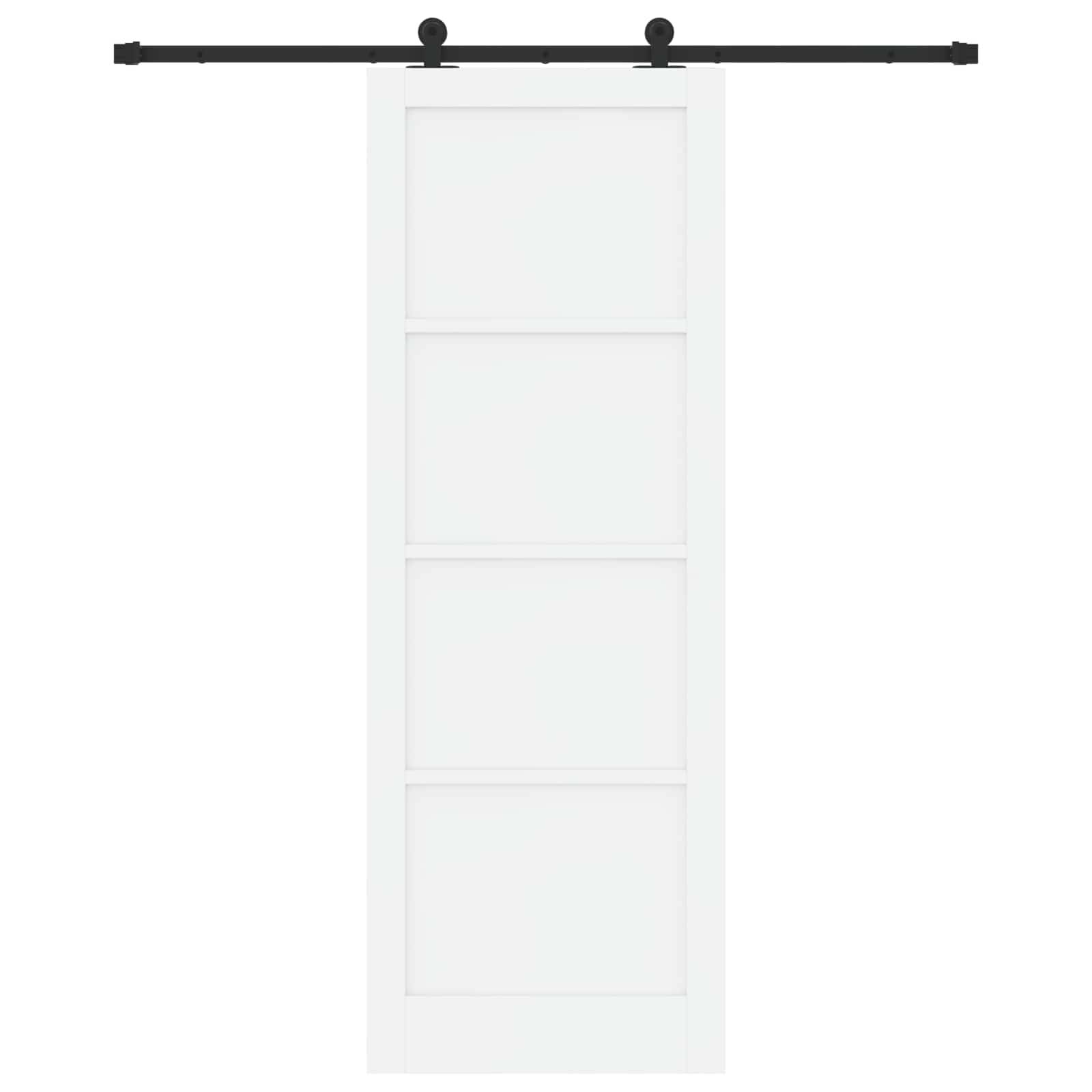 vidaXL Schiebetür Weiß und Schwarz 83 x 232 cm Massives Kiefernholz