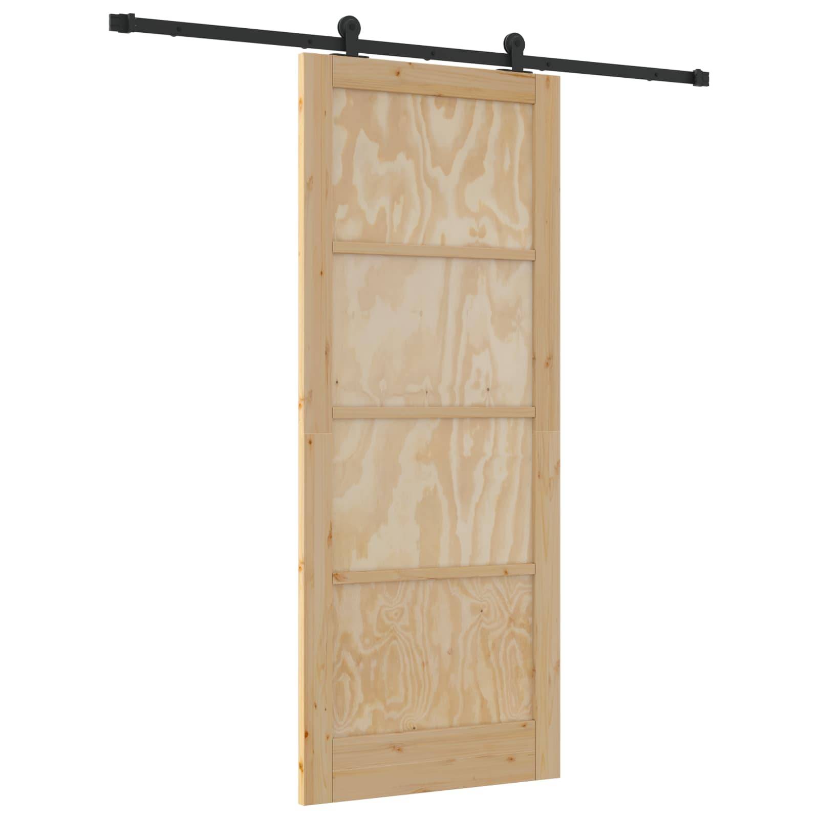 vidaXL Schiebetür Natürlich und Schwarz 86 x 211 cm