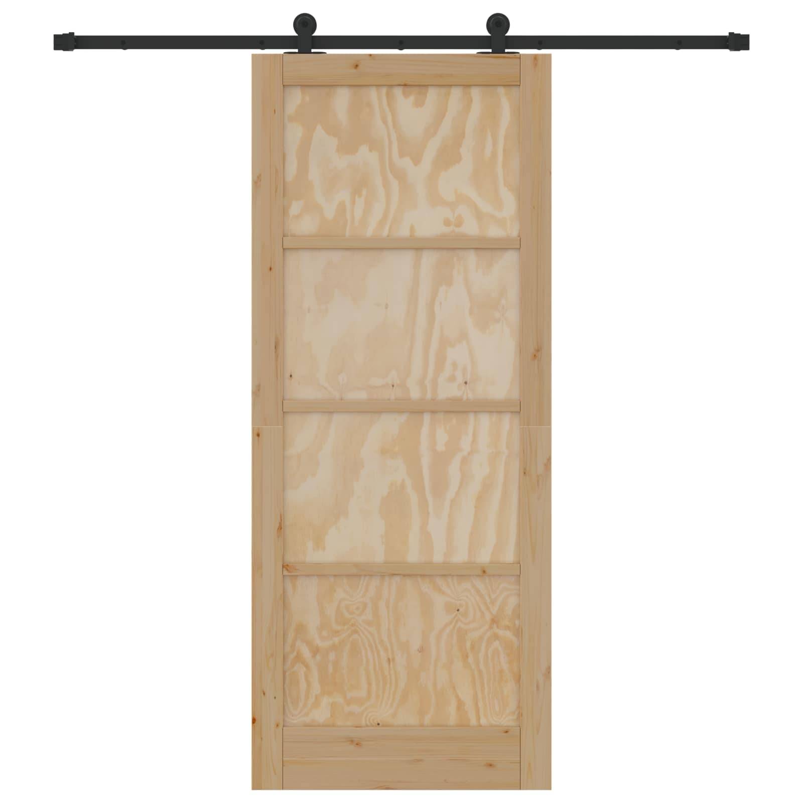 vidaXL Schiebetür Natürlich und Schwarz 86 x 211 cm