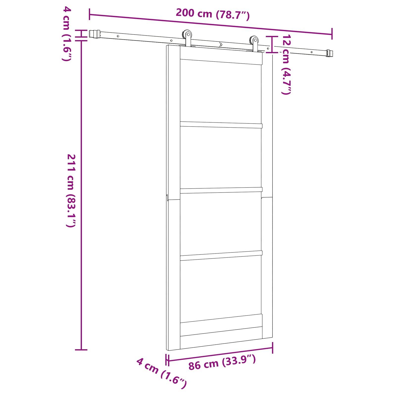 vidaXL Schiebetür Natürlich und Schwarz 86 x 211 cm