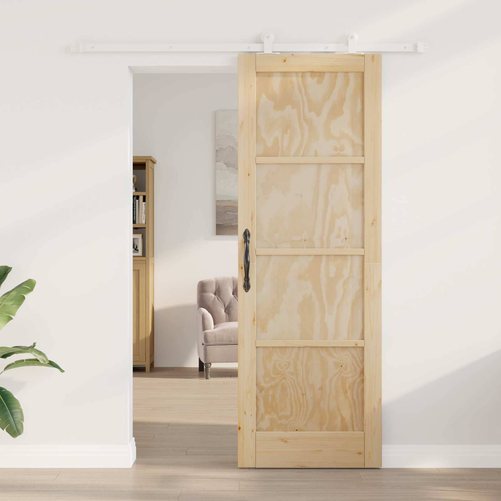 vidaXL Schiebetür Natürlich und Weiß 73,5 x 211 cm