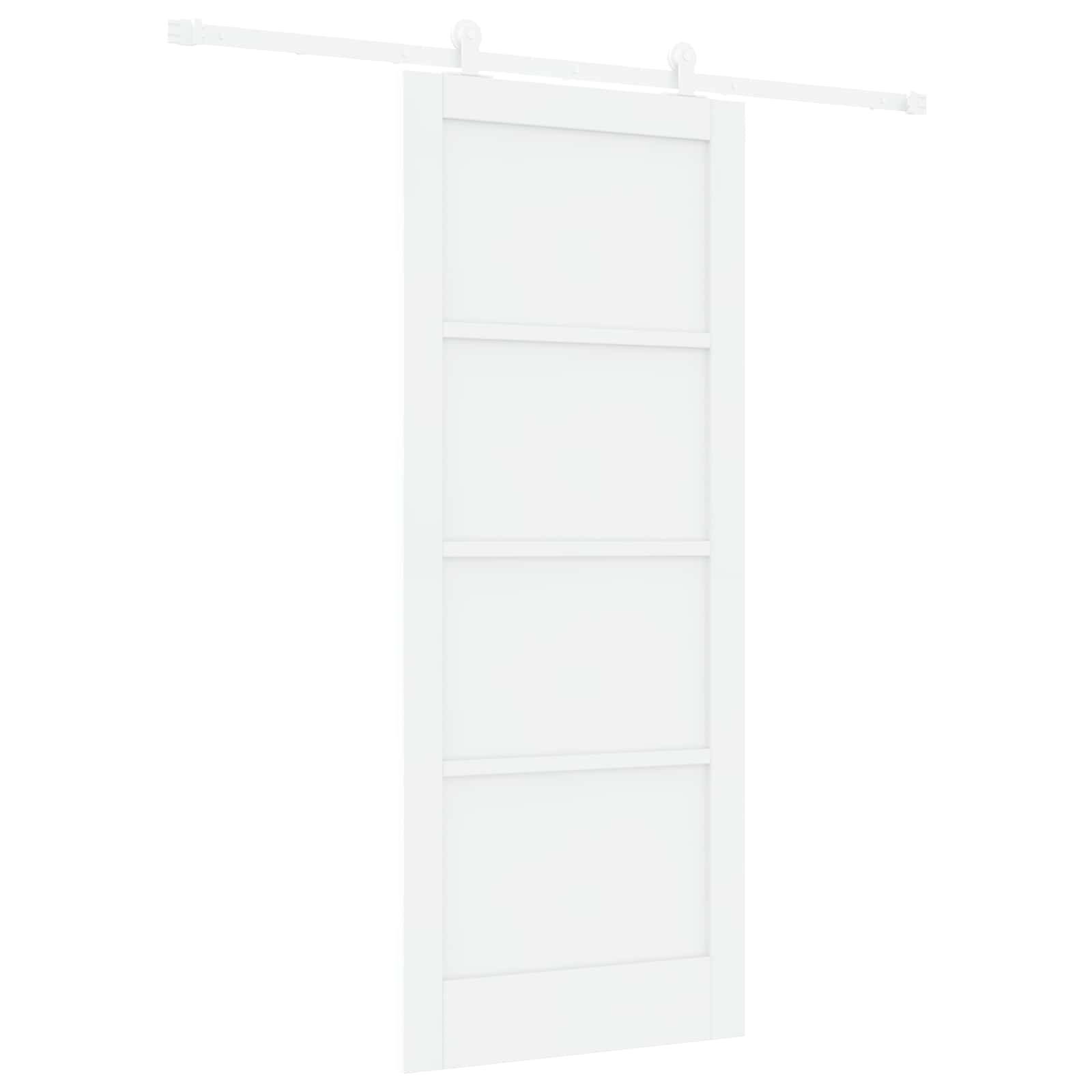 vidaXL Schiebetür Weiß 83 x 202 cm Massives Kiefernholz
