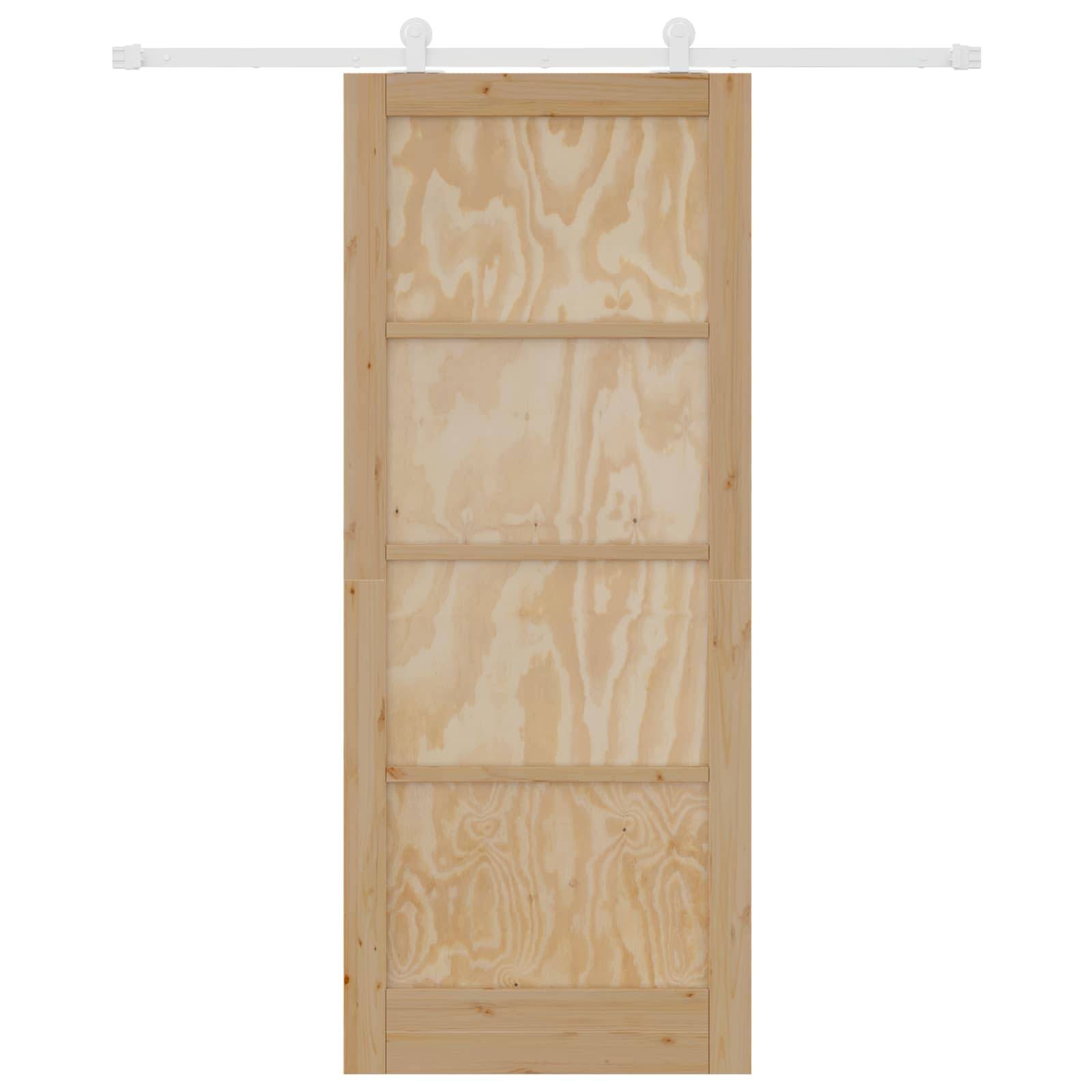 vidaXL Schiebetür Natürlich und Weiß 86 x 211 cm Massives Kiefernholz