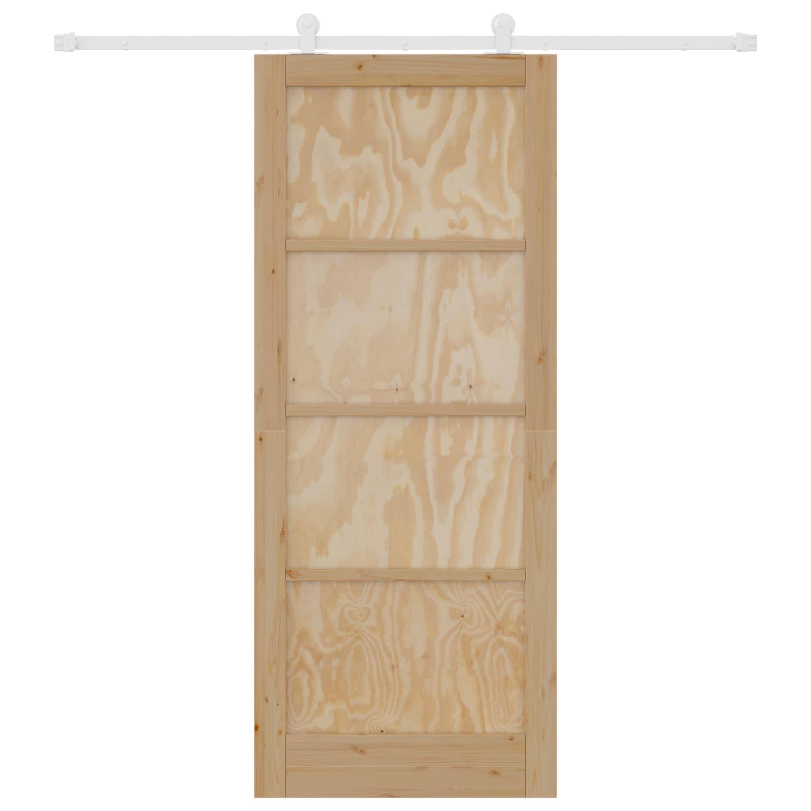 vidaXL Schiebetür Natürlich und Weiß 86 x 211 cm Massives Kiefernholz