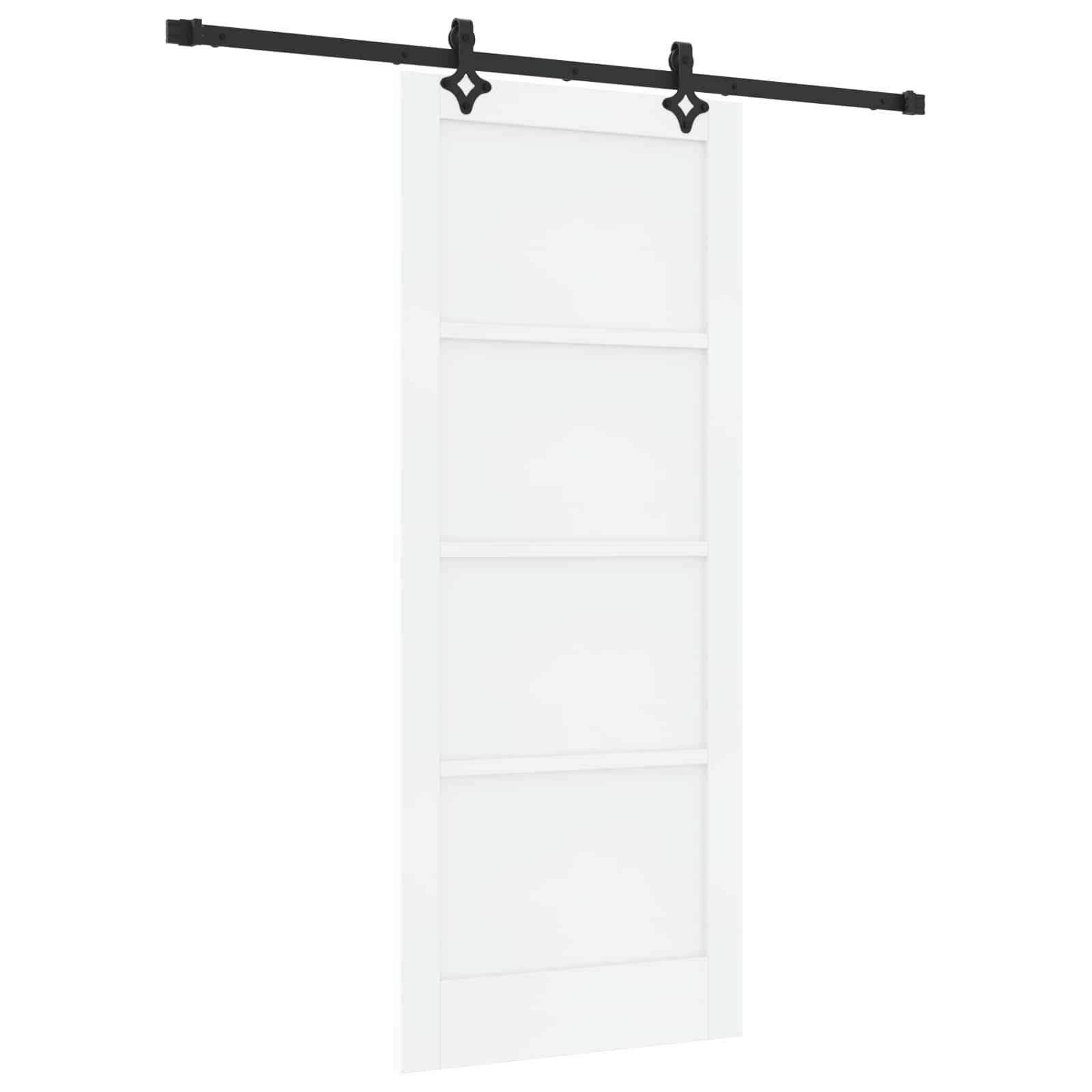 vidaXL Schiebetür Weiß und Schwarz 83 x 202 cm Massives Kiefernholz