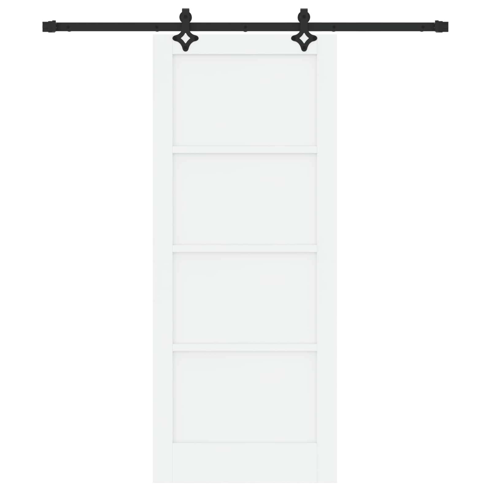 vidaXL Schiebetür Weiß und Schwarz 83 x 202 cm Massives Kiefernholz