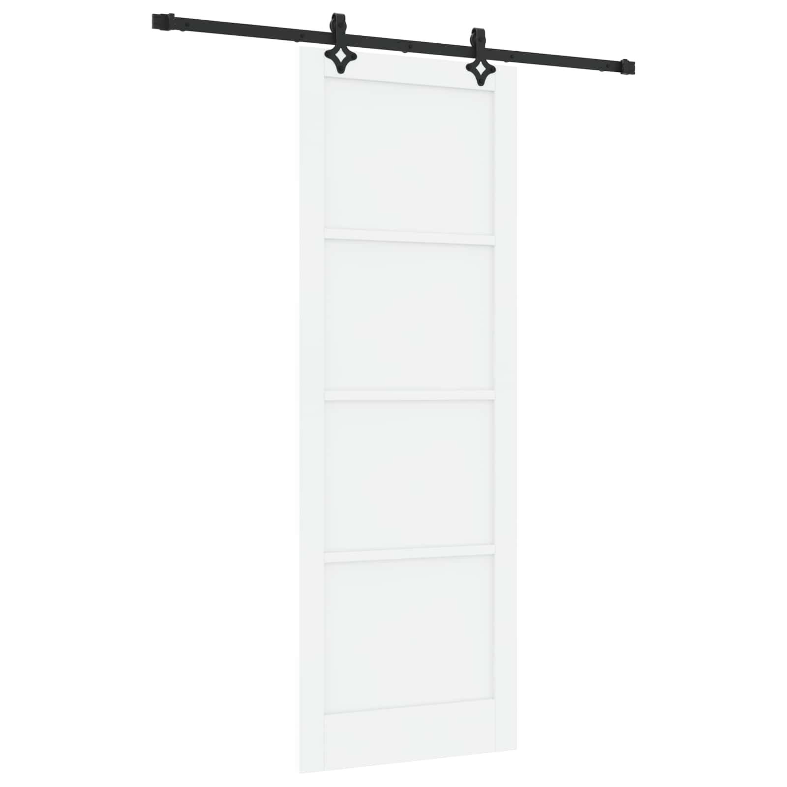 vidaXL Schiebetür Weiß und Schwarz 83 x 232 cm Massives Kiefernholz