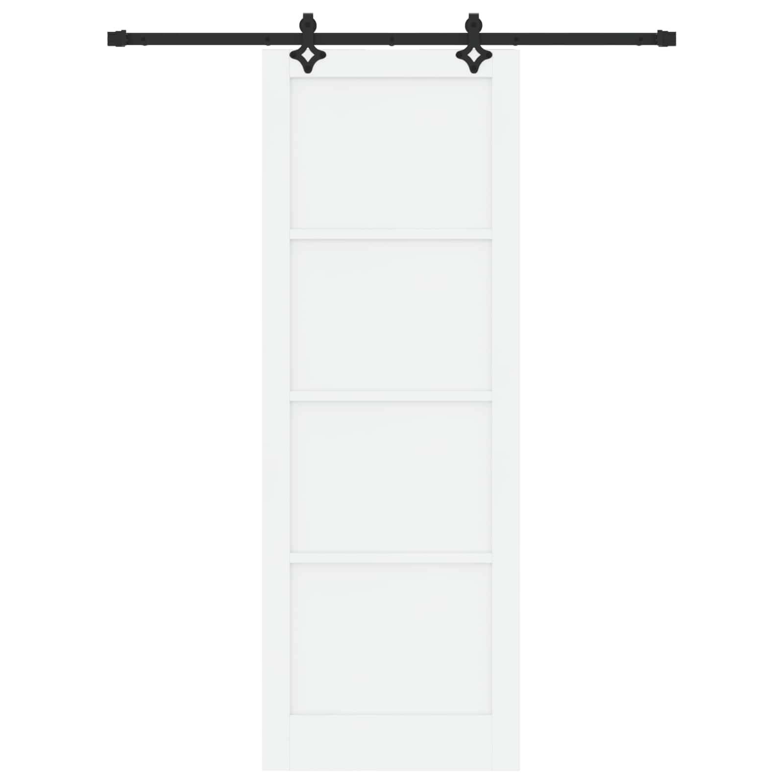vidaXL Schiebetür Weiß und Schwarz 83 x 232 cm Massives Kiefernholz