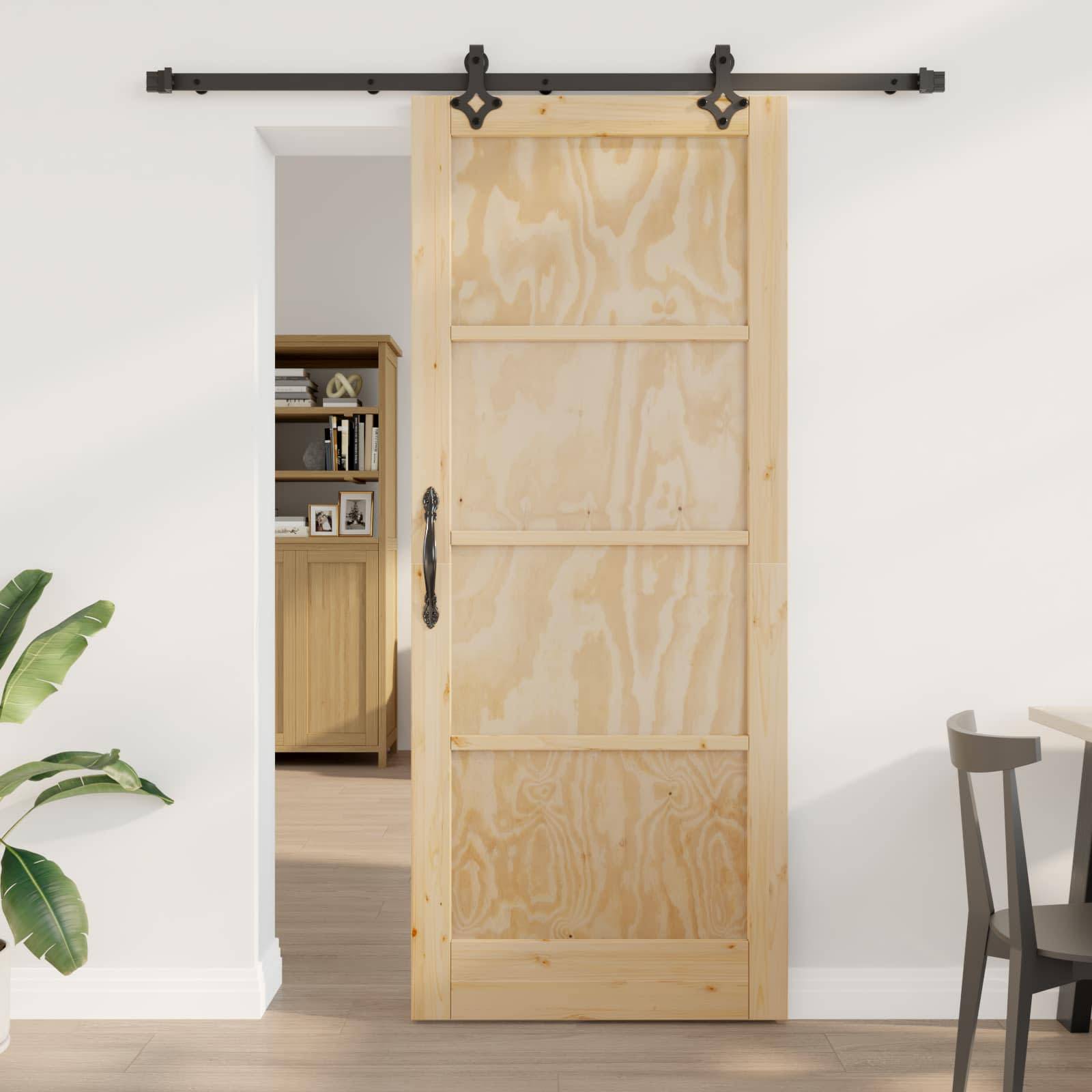 vidaXL Schiebetür Natürlich und Schwarz 86 x 211 cm