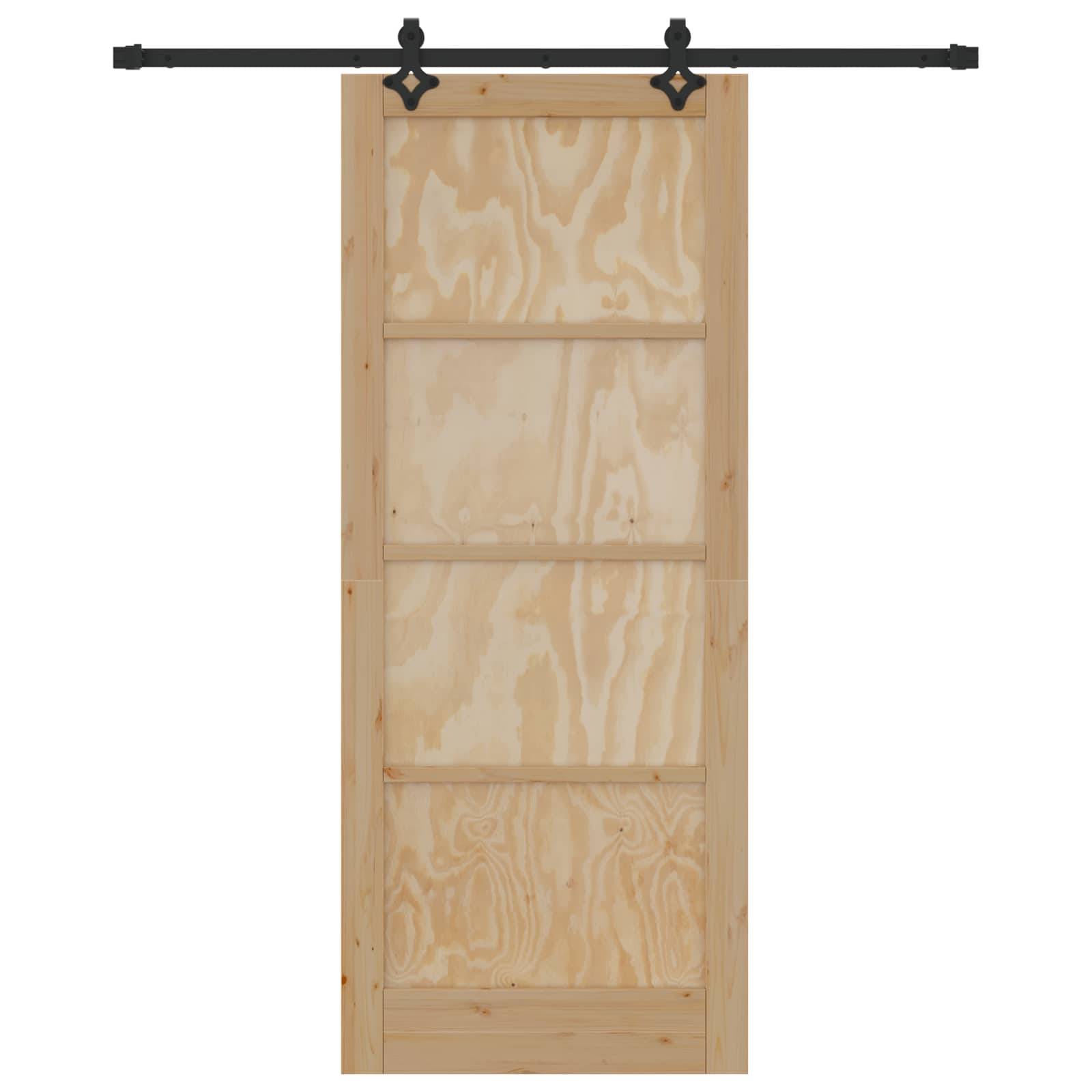 vidaXL Schiebetür Natürlich und Schwarz 86 x 211 cm