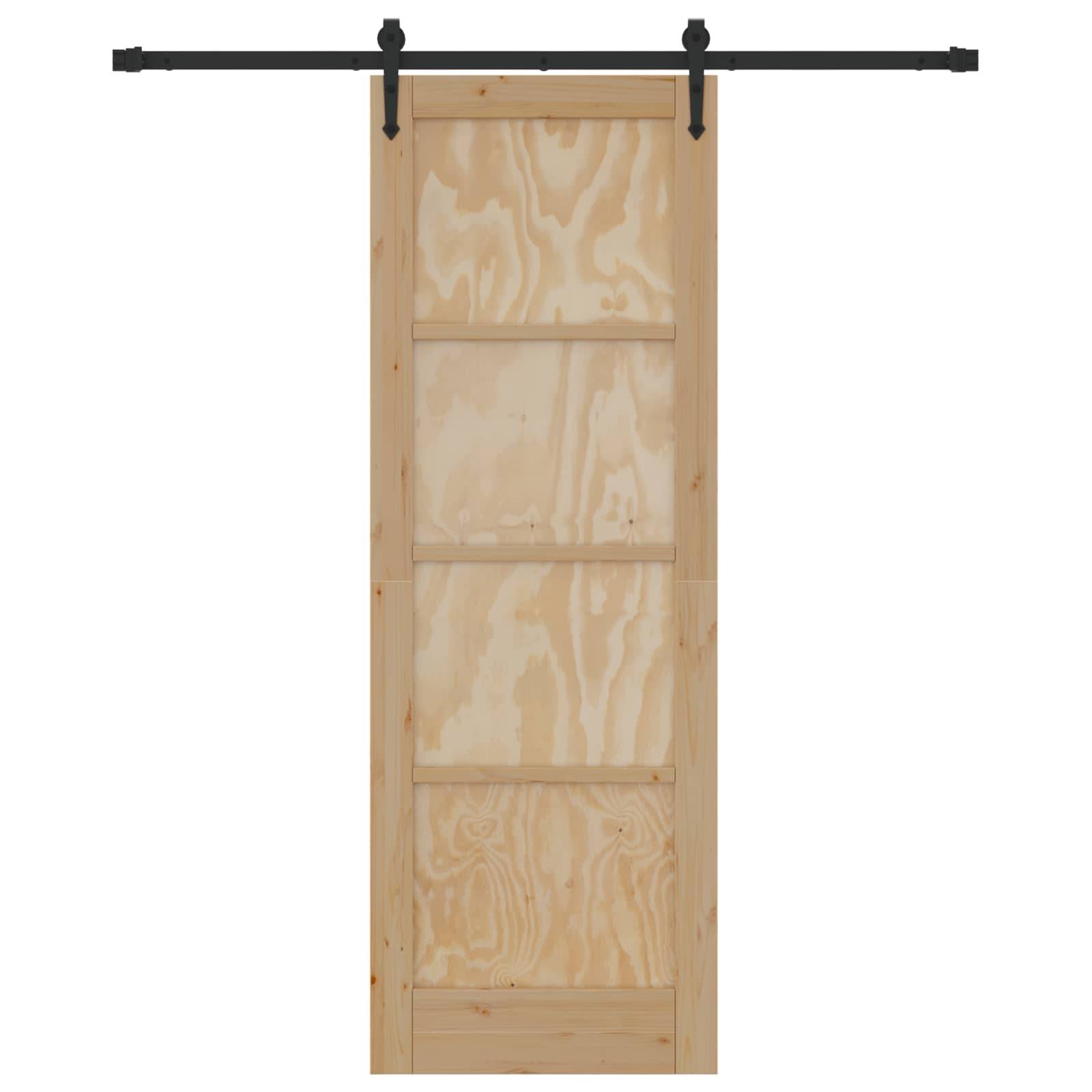 vidaXL Schiebetür ORKDAL Natürlich und Schwarz 73,5 x 211 cm