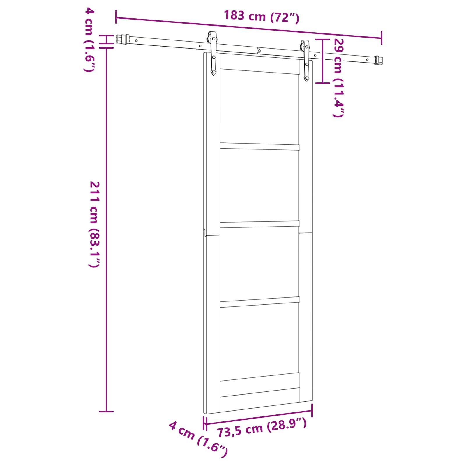 vidaXL Schiebetür ORKDAL Natürlich und Schwarz 73,5 x 211 cm
