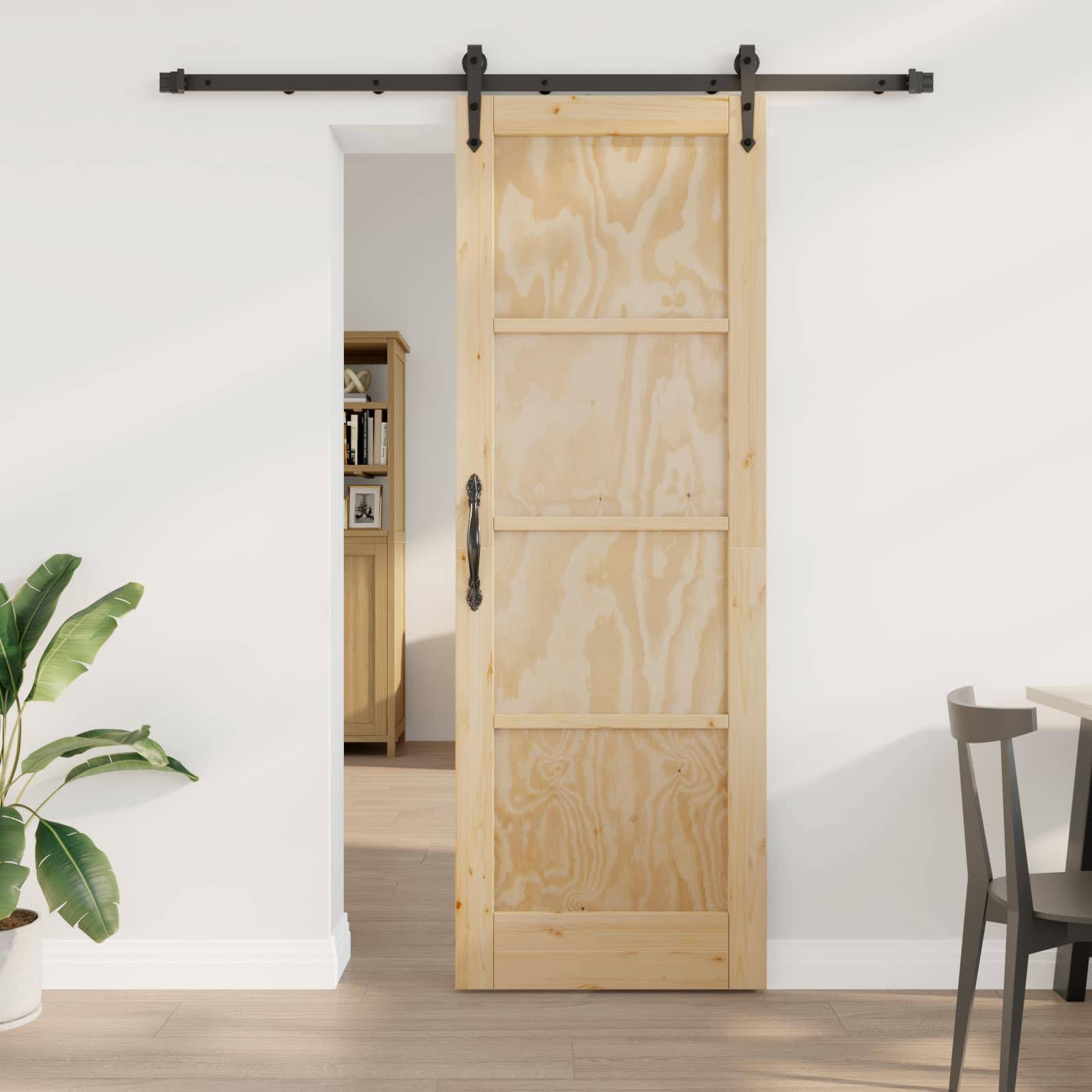 vidaXL Schiebetür ORKDAL Natürlich und Schwarz 73,5 x 211 cm
