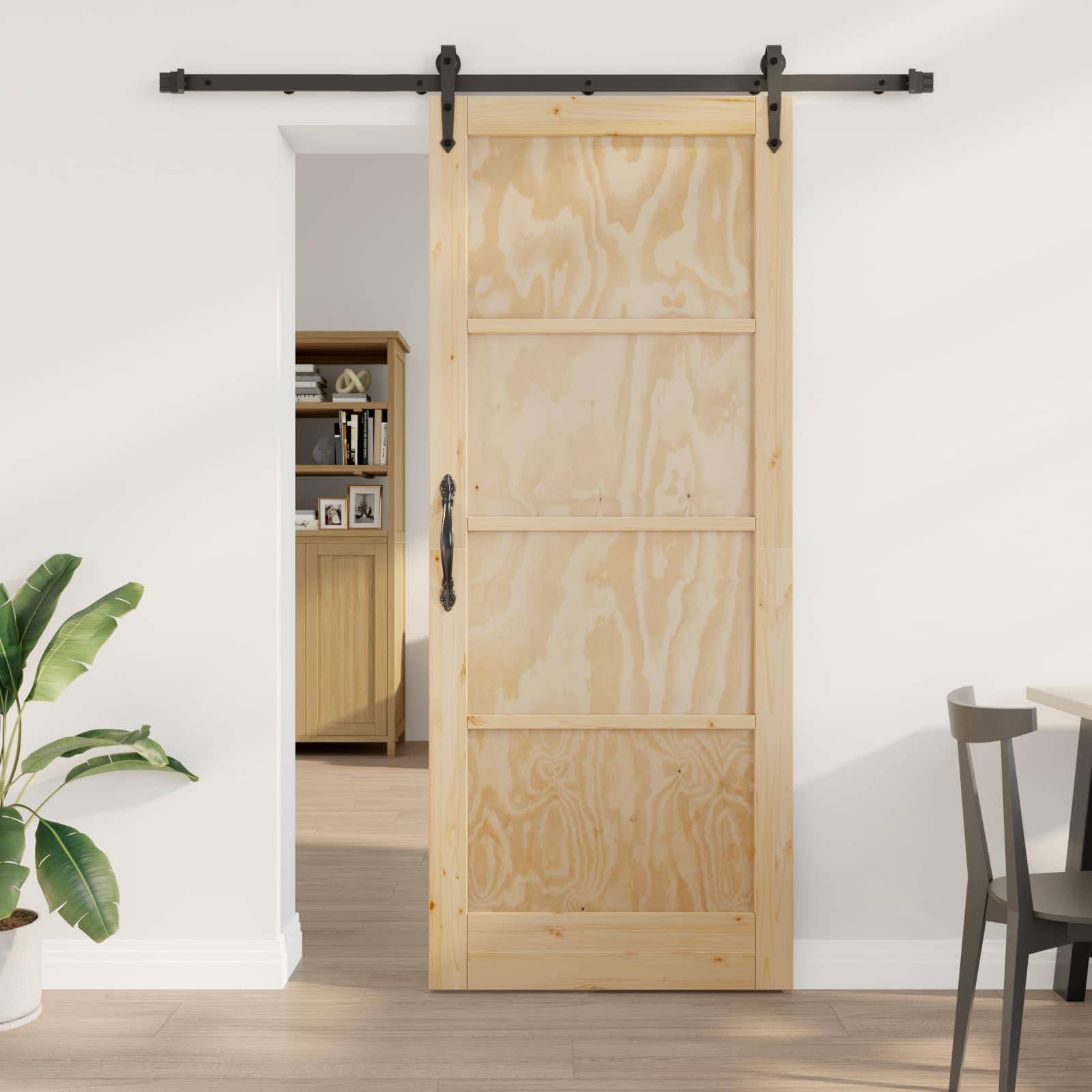 vidaXL Schiebetür ORKDAL Natürlich und Schwarz 86 x 211 cm