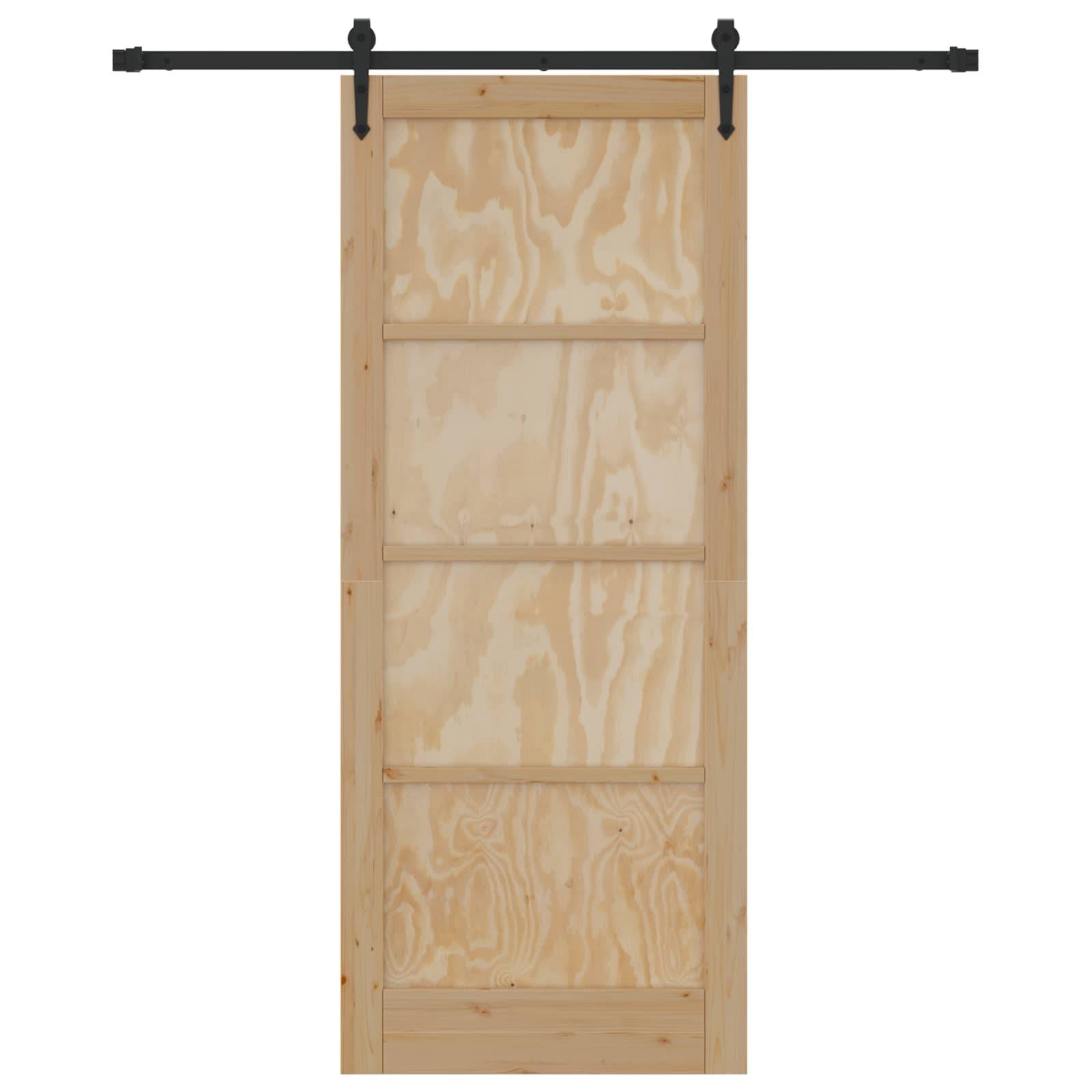vidaXL Schiebetür ORKDAL Natürlich und Schwarz 86 x 211 cm
