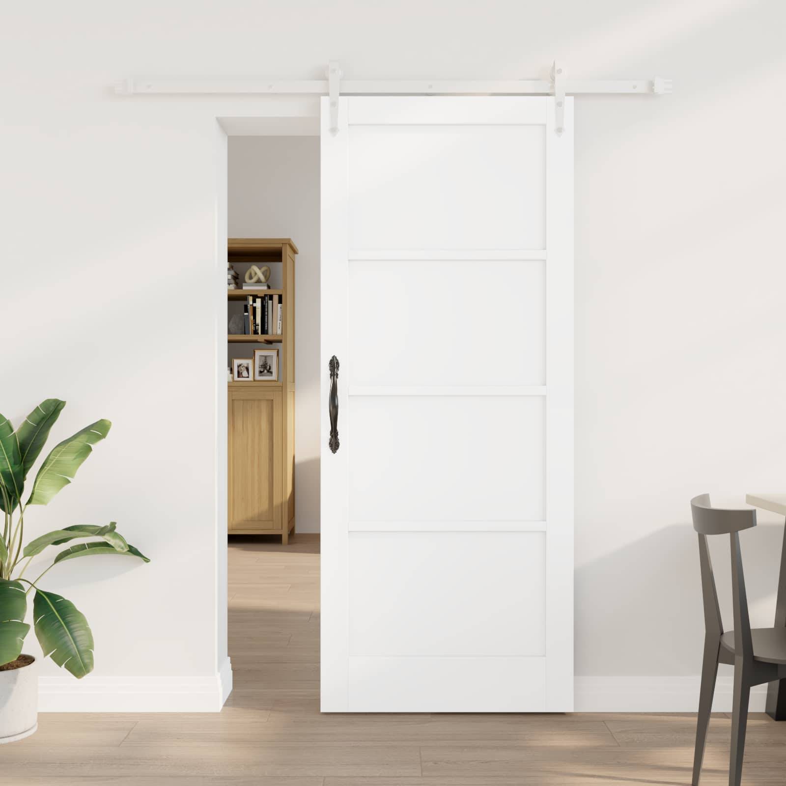 vidaXL Schiebetür ORKDAL Weiß 83 x 202 cm Massives Kiefernholz
