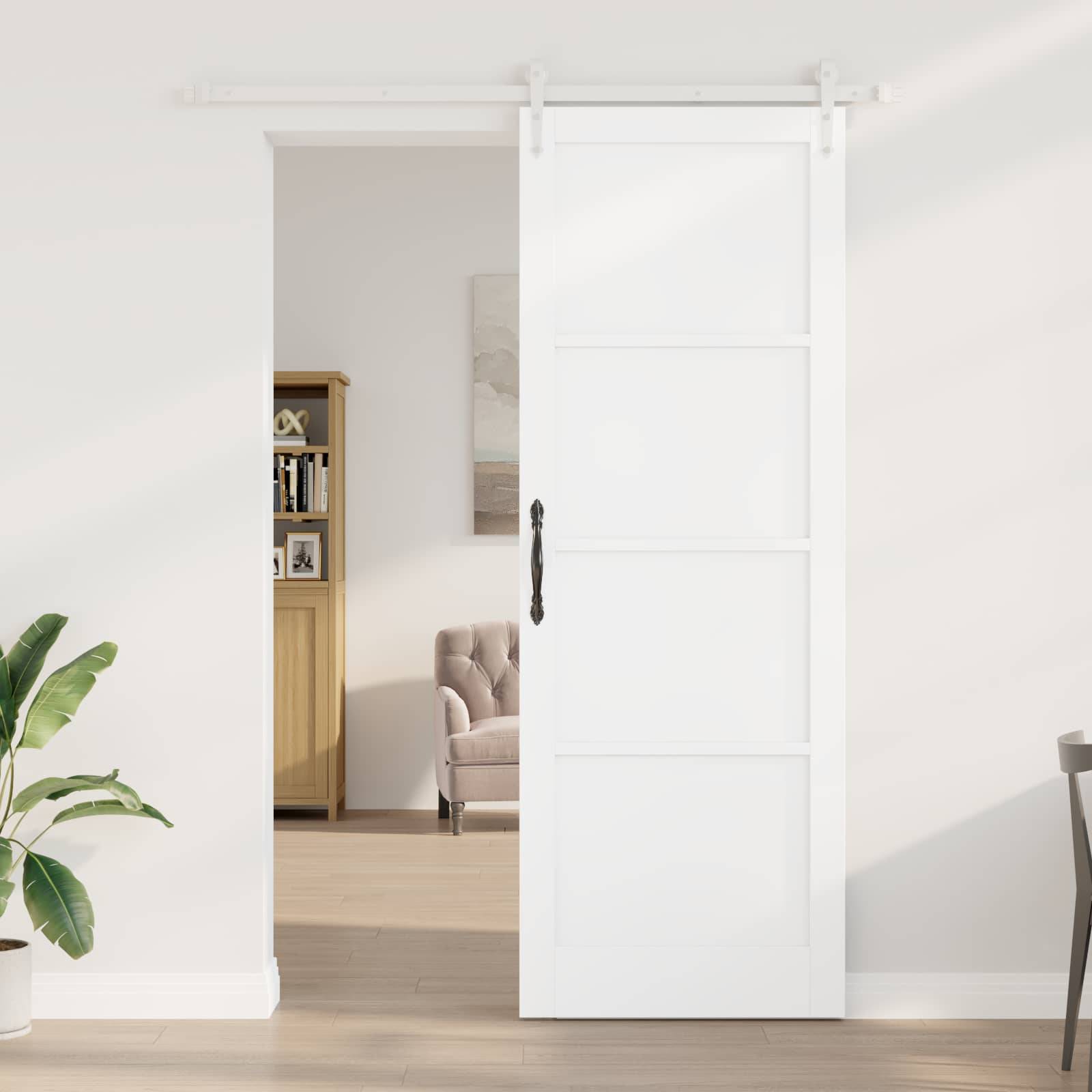 vidaXL Schiebetür ORKDAL Weiß 83 x 232 cm Massives Kiefernholz