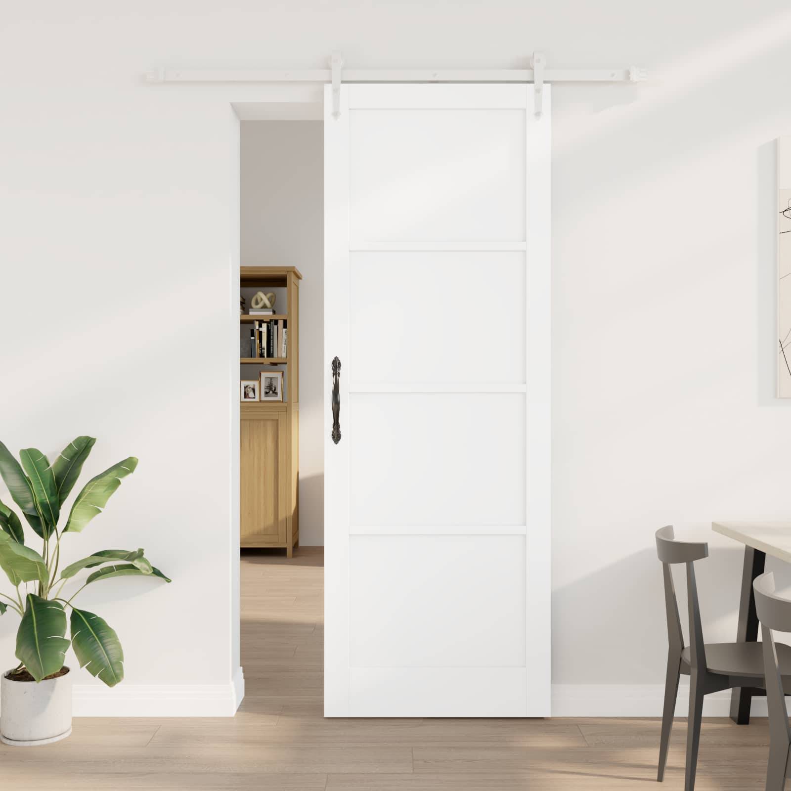 vidaXL Schiebetür ORKDAL Weiß 83 x 232 cm Massives Kiefernholz