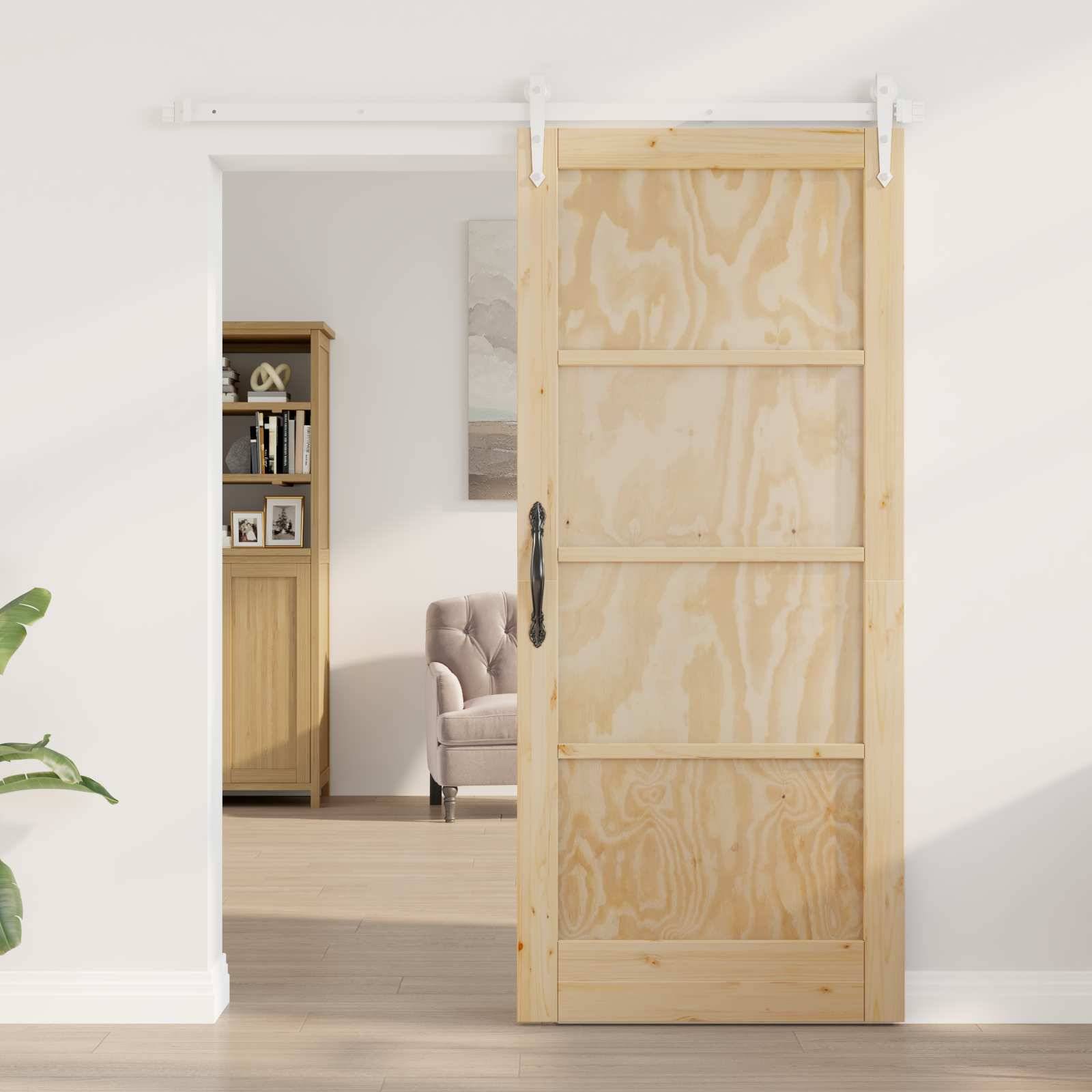 vidaXL Schiebetür ORKDAL Natürlich und Weiß 86 x 211 cm
