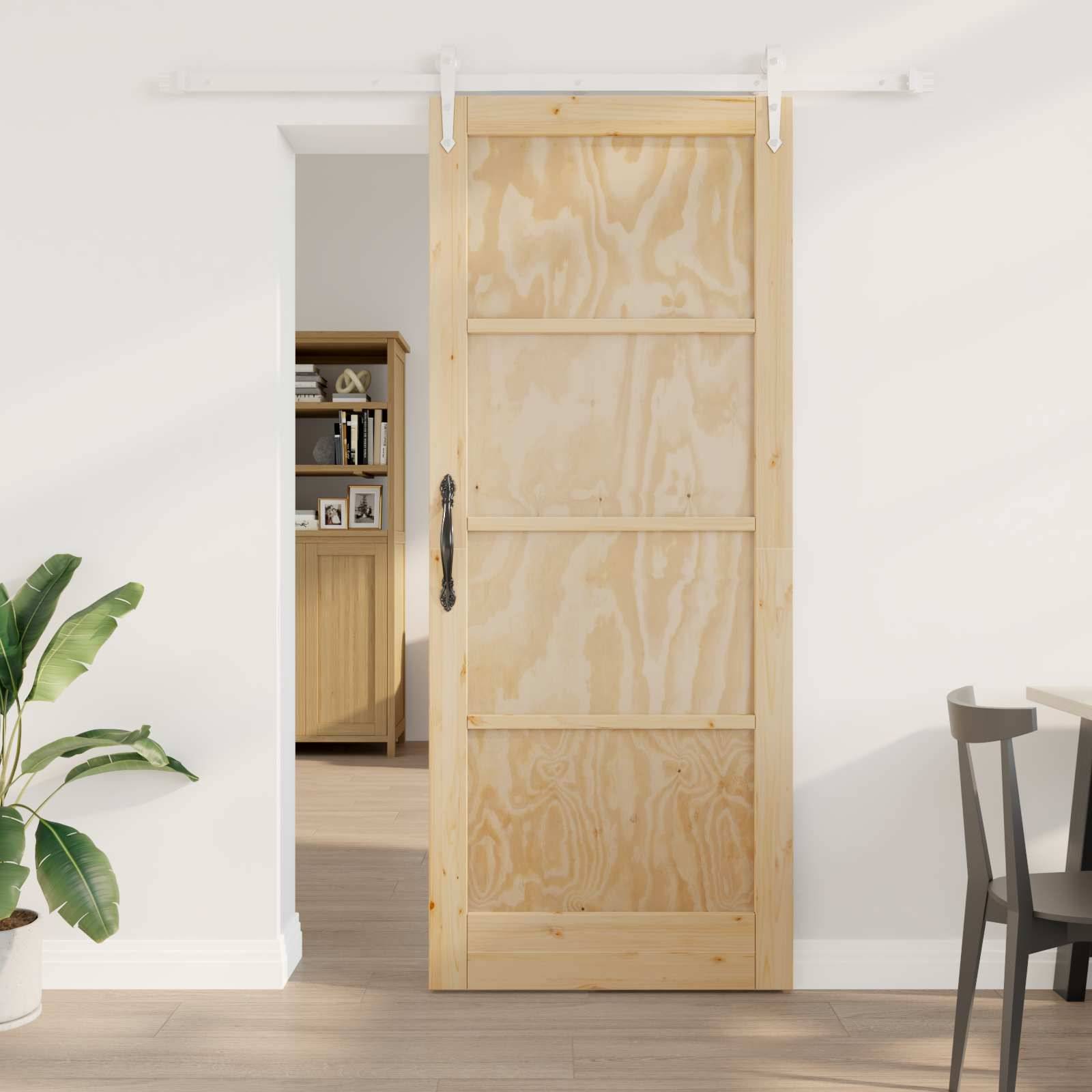 vidaXL Schiebetür ORKDAL Natürlich und Weiß 86 x 211 cm