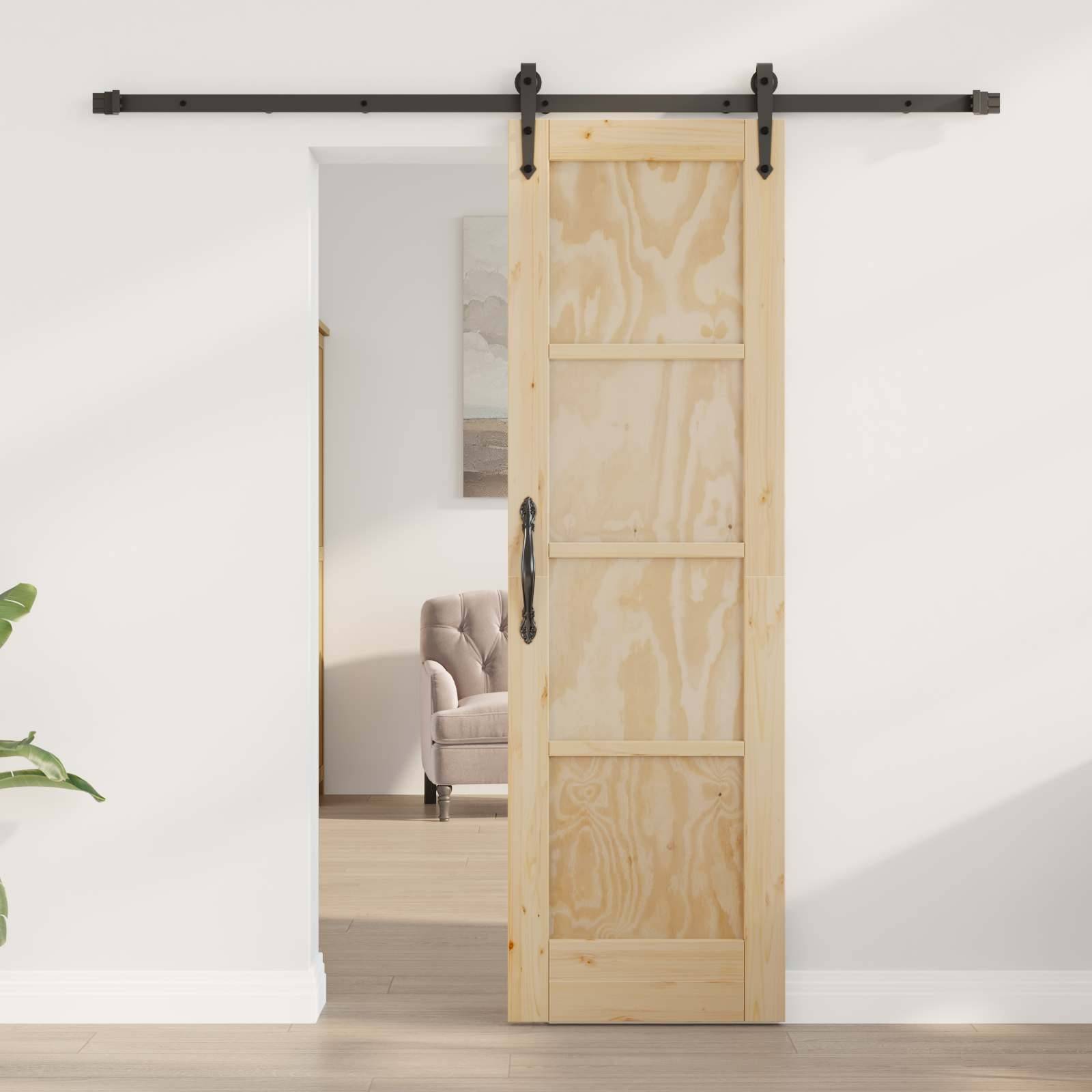 vidaXL Schiebetür ORKDAL Natürlich und Schwarz 61 x 198,5 cm
