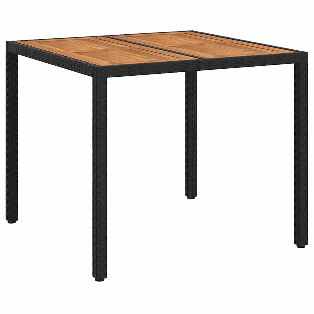 vidaXL Gartentisch Schwarz 90 x 90 x 75 cm Poly-Rattan