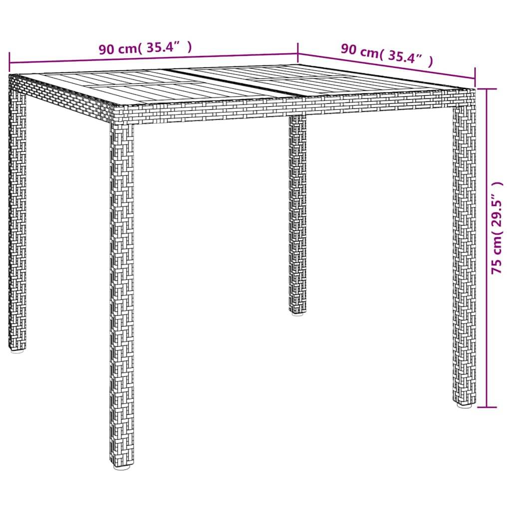 vidaXL Gartentisch Schwarz 90 x 90 x 75 cm Poly-Rattan