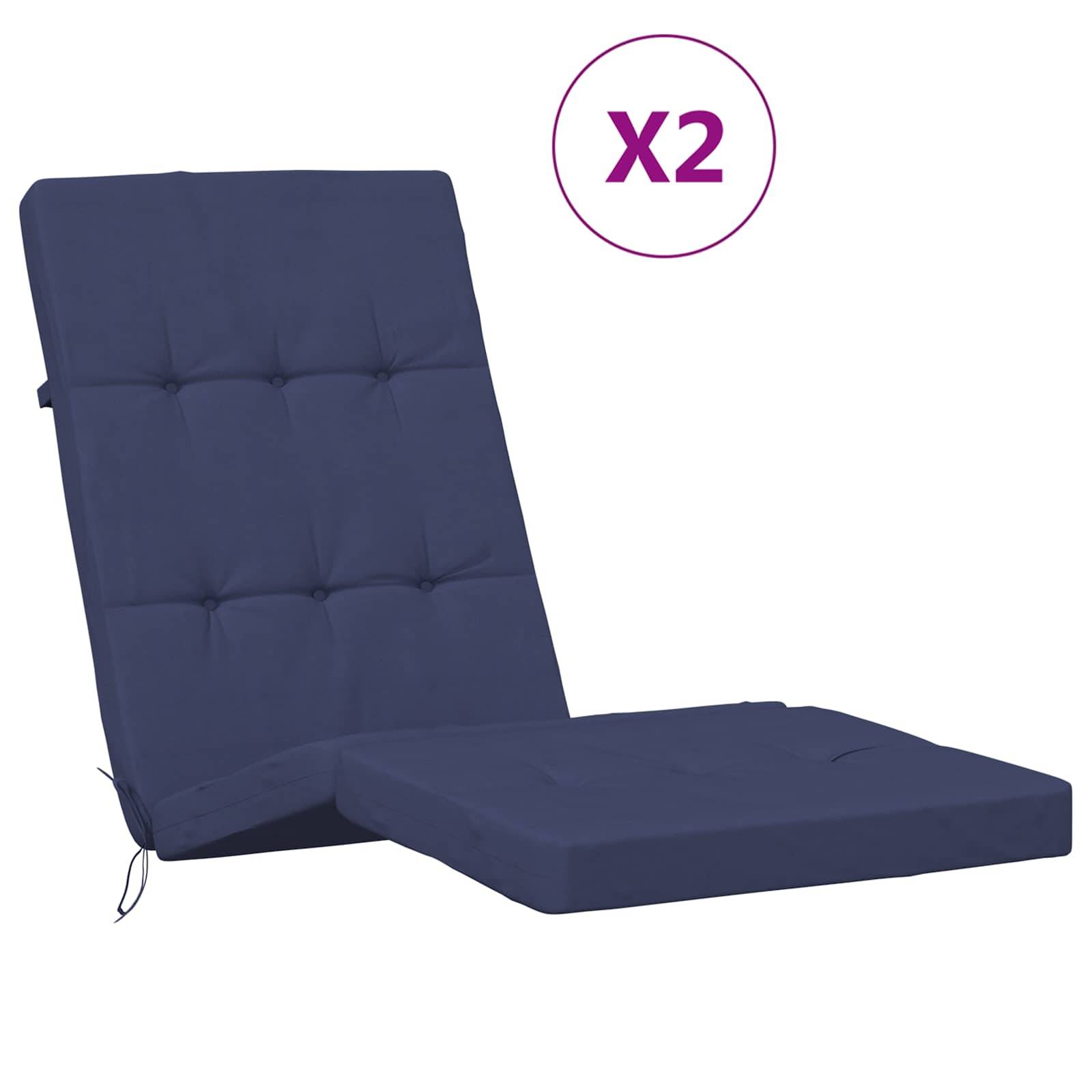 vidaXL Kissen für draußen 2 pcs Marineblau 180 x 55 x 7 cm Stoff