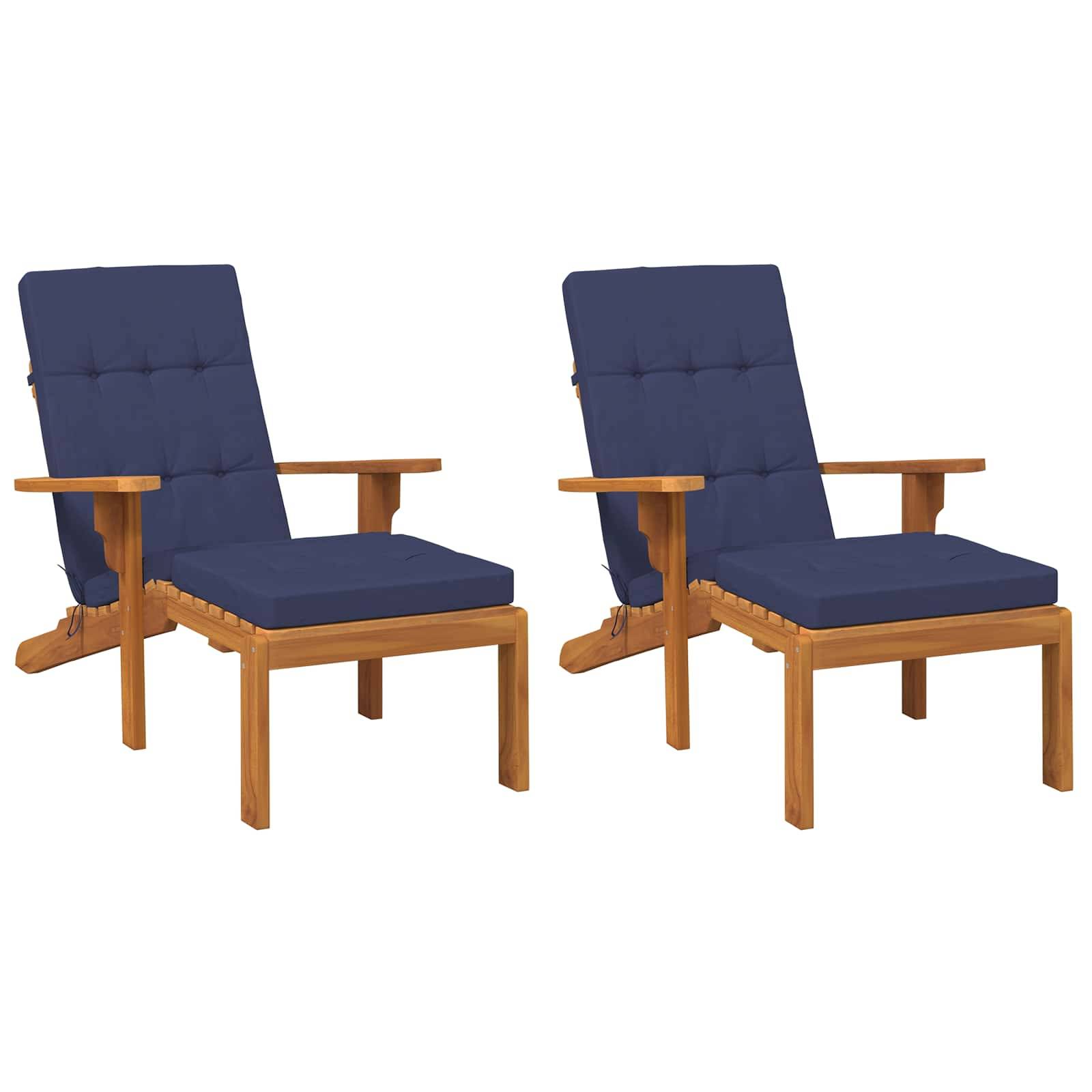 vidaXL Kissen für draußen 2 pcs Marineblau 180 x 55 x 7 cm Stoff